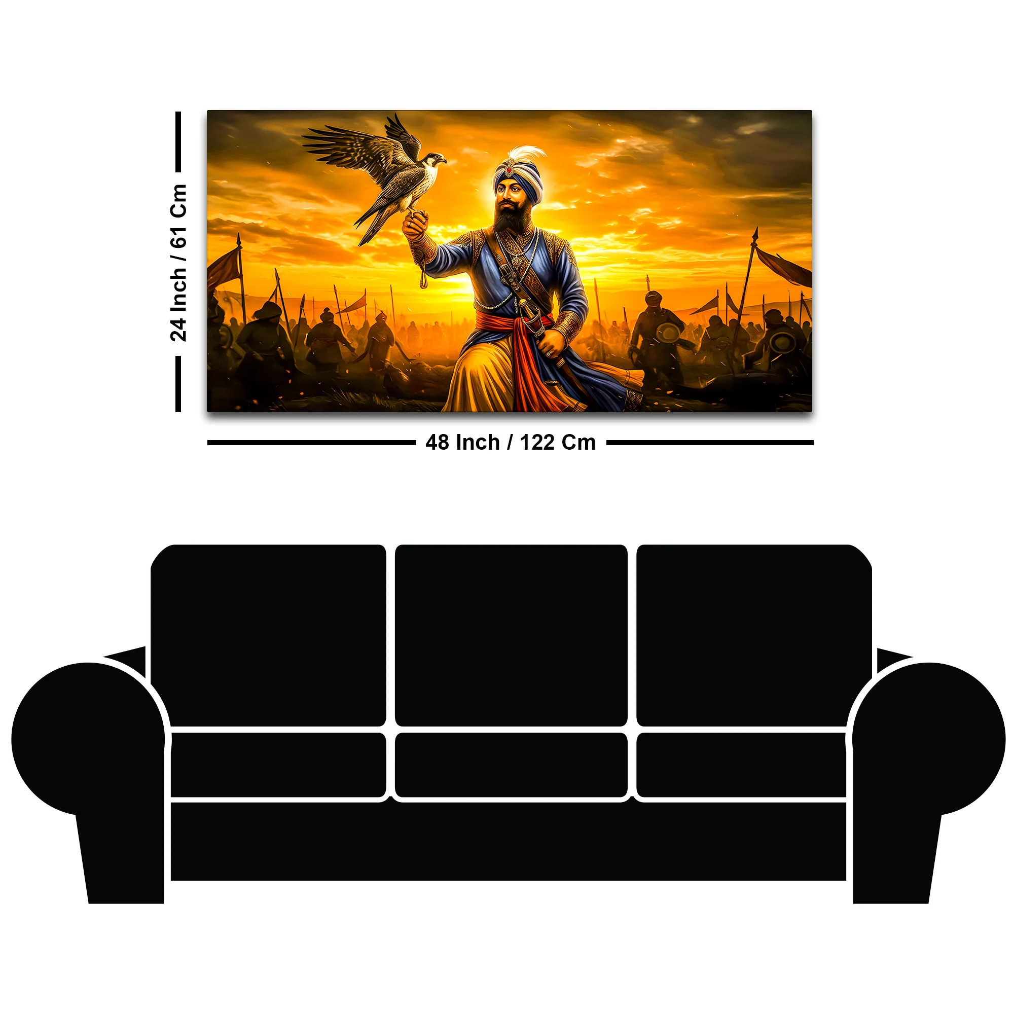 Royal Sikh Guru Warrior Canvas Painting for Living Room - Image 8
