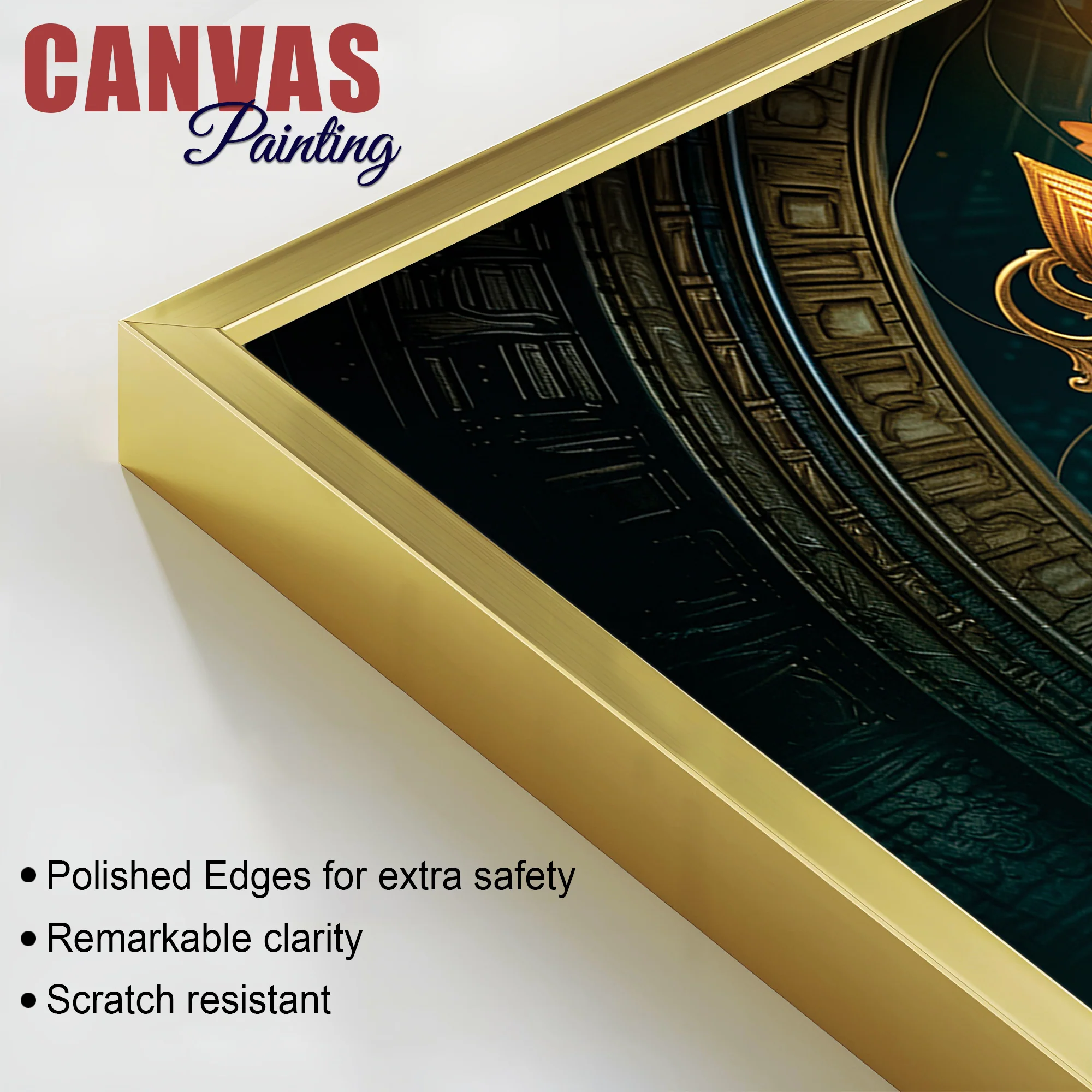 Royal Temple Inspired Lord Shri Ganeshji Canvas Wall Art Painting for Home & Office – Elegant Spiritual Wall Décor - Image 6