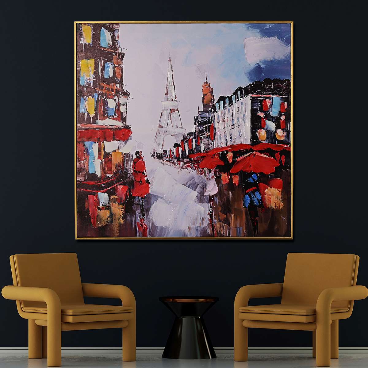 Rue de Paris Hand Painted Wall Painting with Floating Frame - Image 3