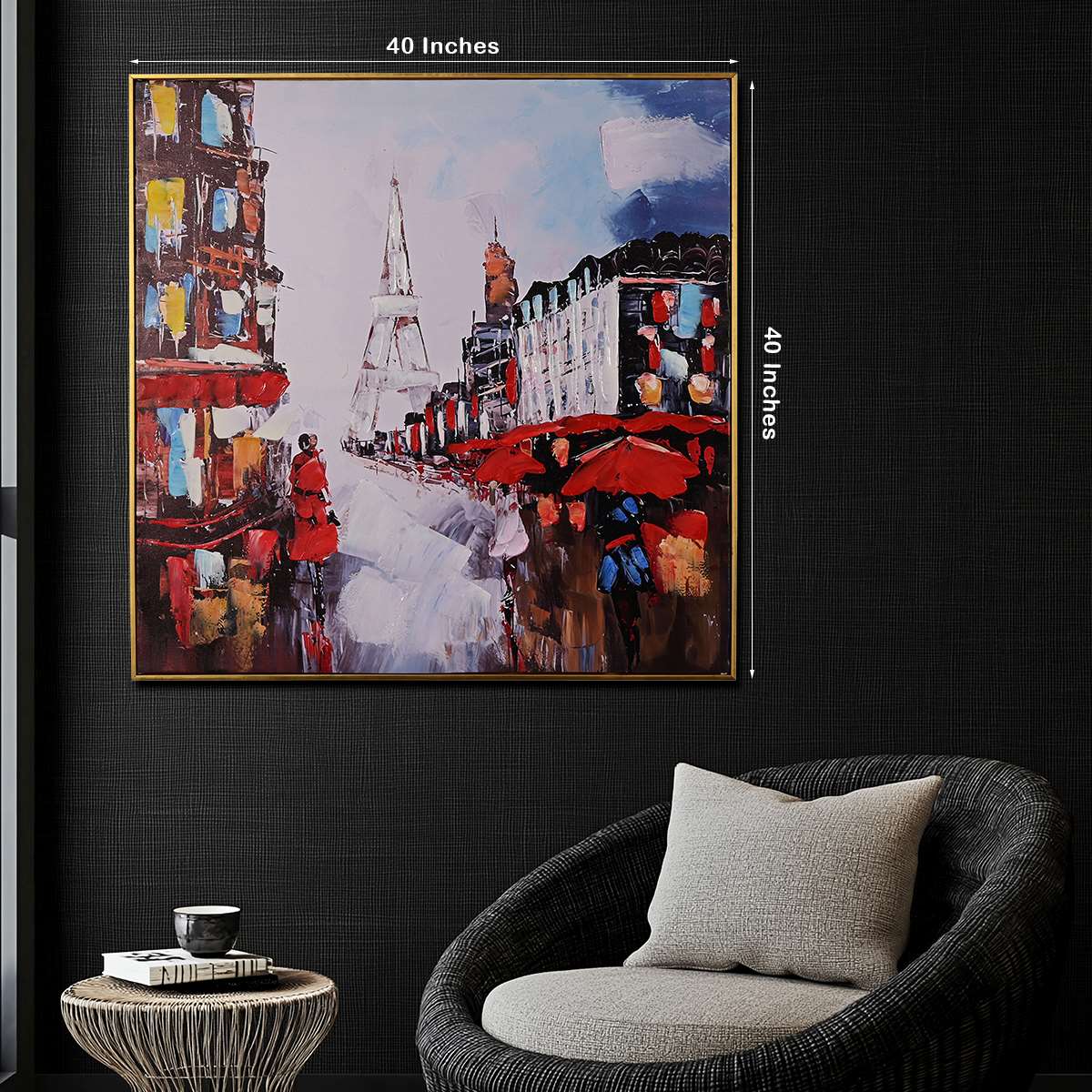 Rue de Paris Hand Painted Wall Painting with Floating Frame - Image 5