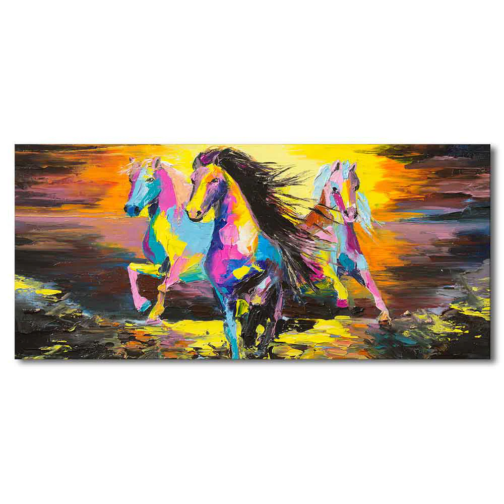 Running Horses Abstract Art Premium Canvas Wall Painting - Image 5
