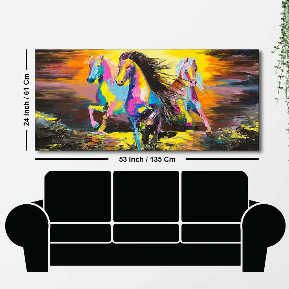 Running Horses Abstract Art Premium Canvas Wall Painting - Image 7