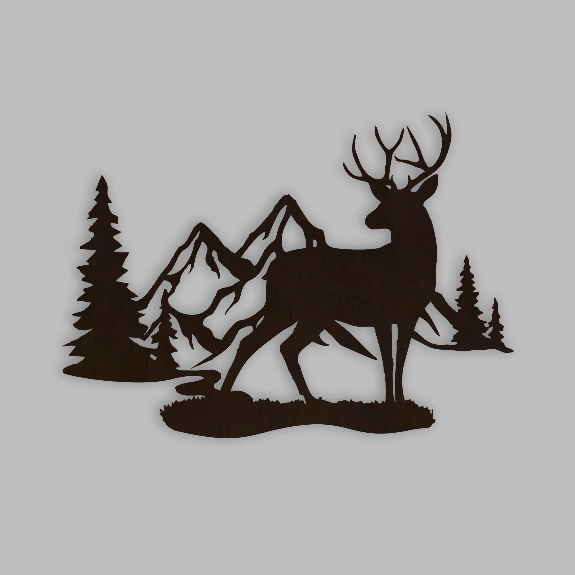 Rustic Forest Deer Backlit Wooden Wall Decor with LED Night Light Walnut Finish - Image 3