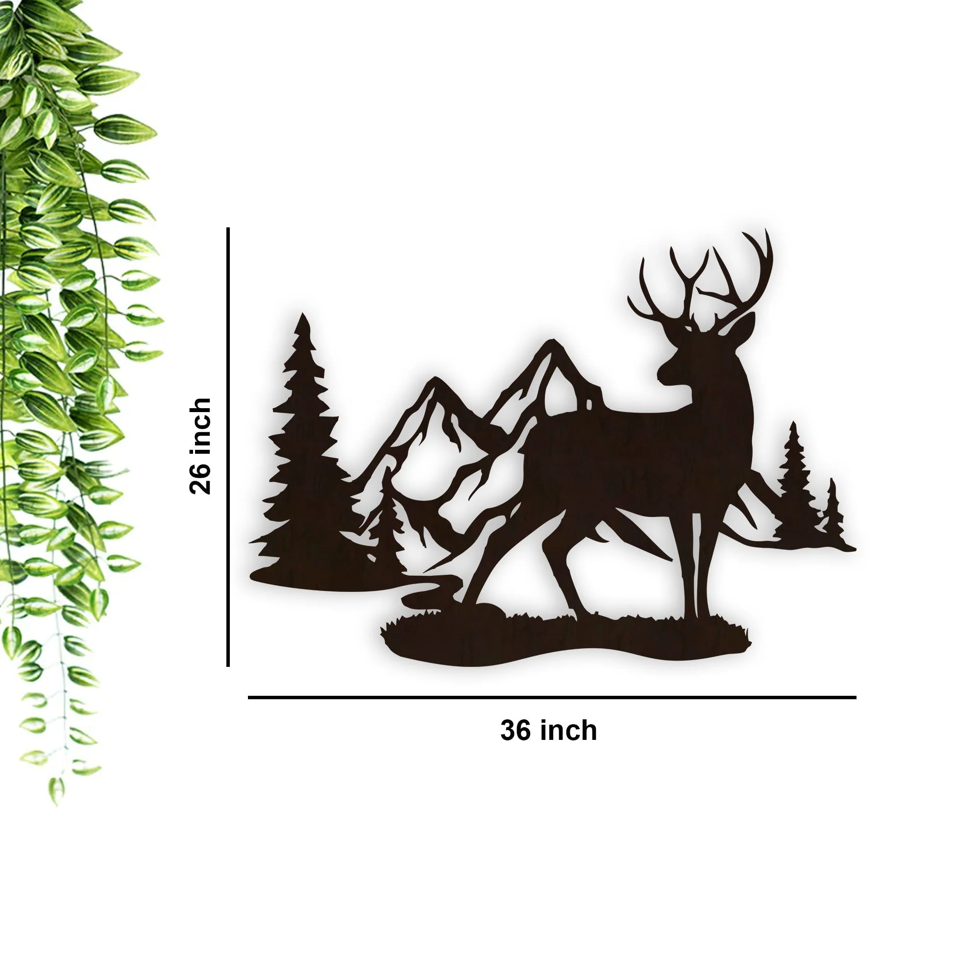 Rustic Forest Deer Backlit Wooden Wall Decor with LED Night Light Walnut Finish - Image 4