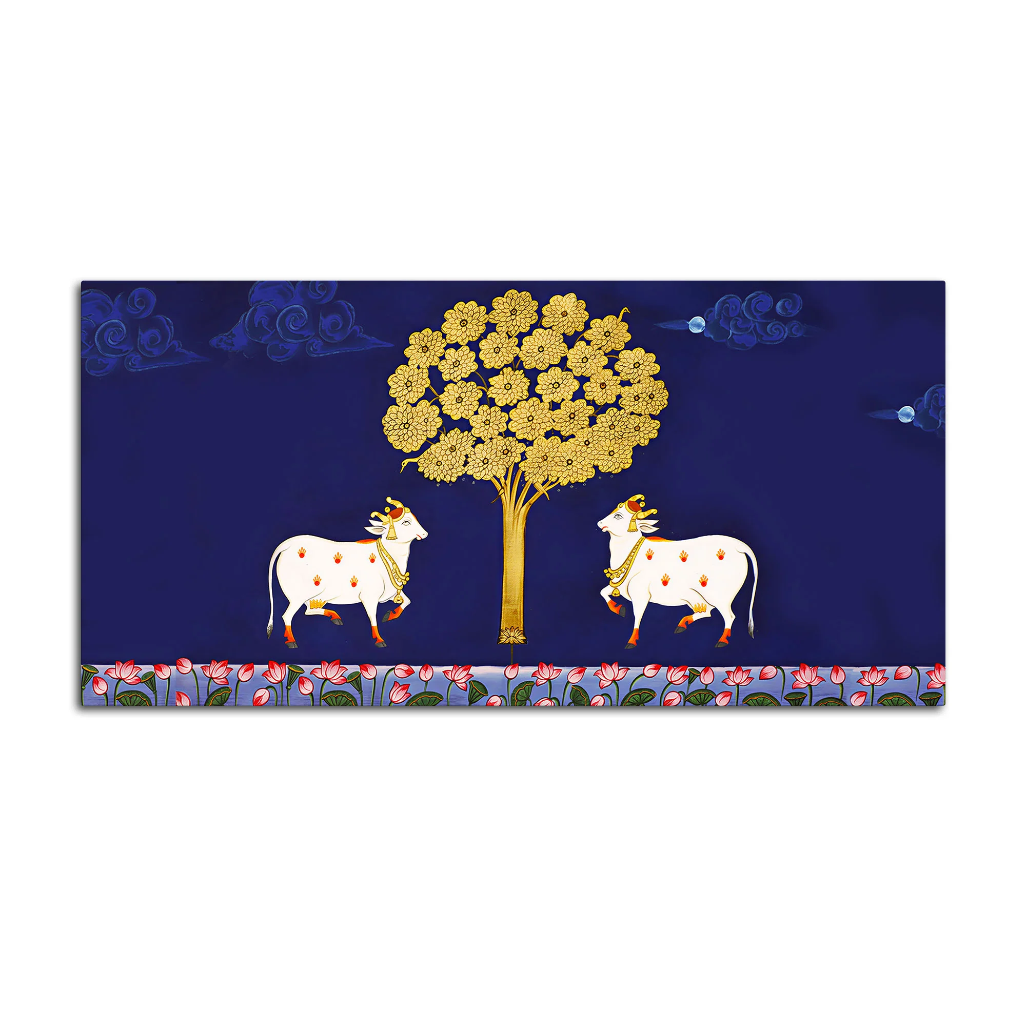 Sacred Cow Pair Wall Painting | Positive Energy Home Decor Art - Image 4