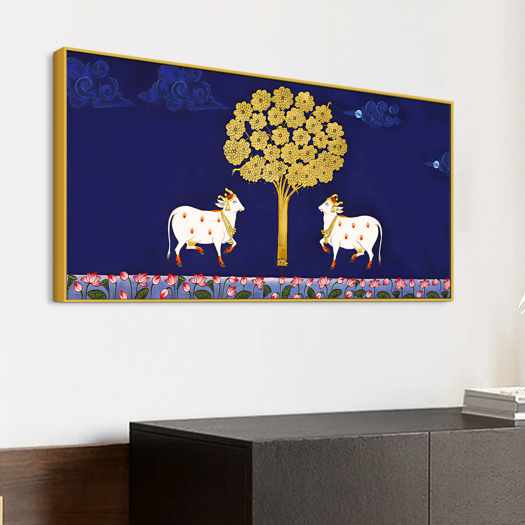 Sacred Cow Pair Wall Painting | Positive Energy Home Decor Art - Image 5