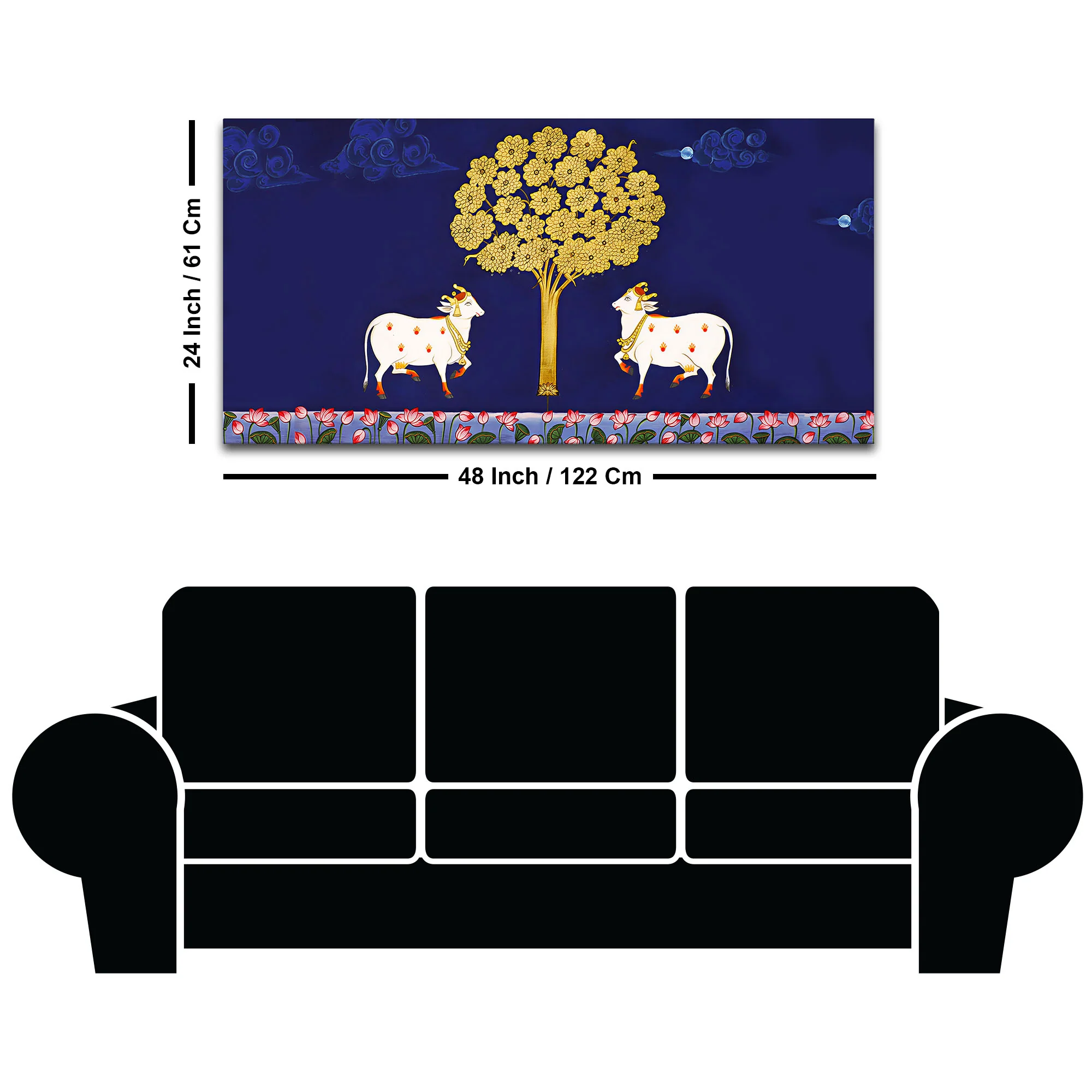 Sacred Cow Pair Wall Painting | Positive Energy Home Decor Art - Image 8