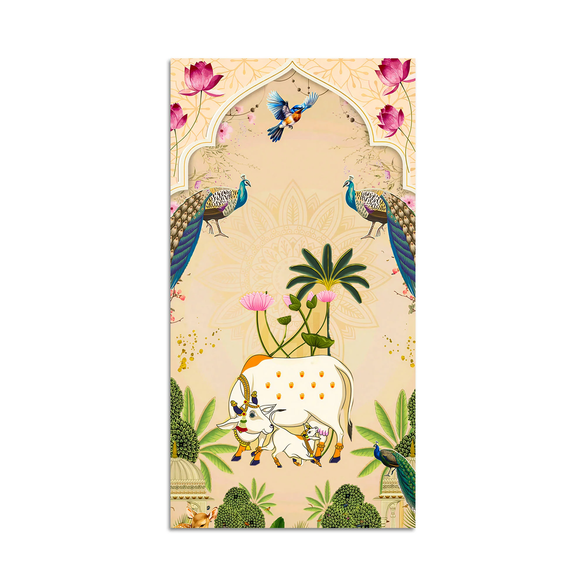 Sacred Cow Pichwai Canvas Wall Painting | Living Room Wall Decor - Image 4