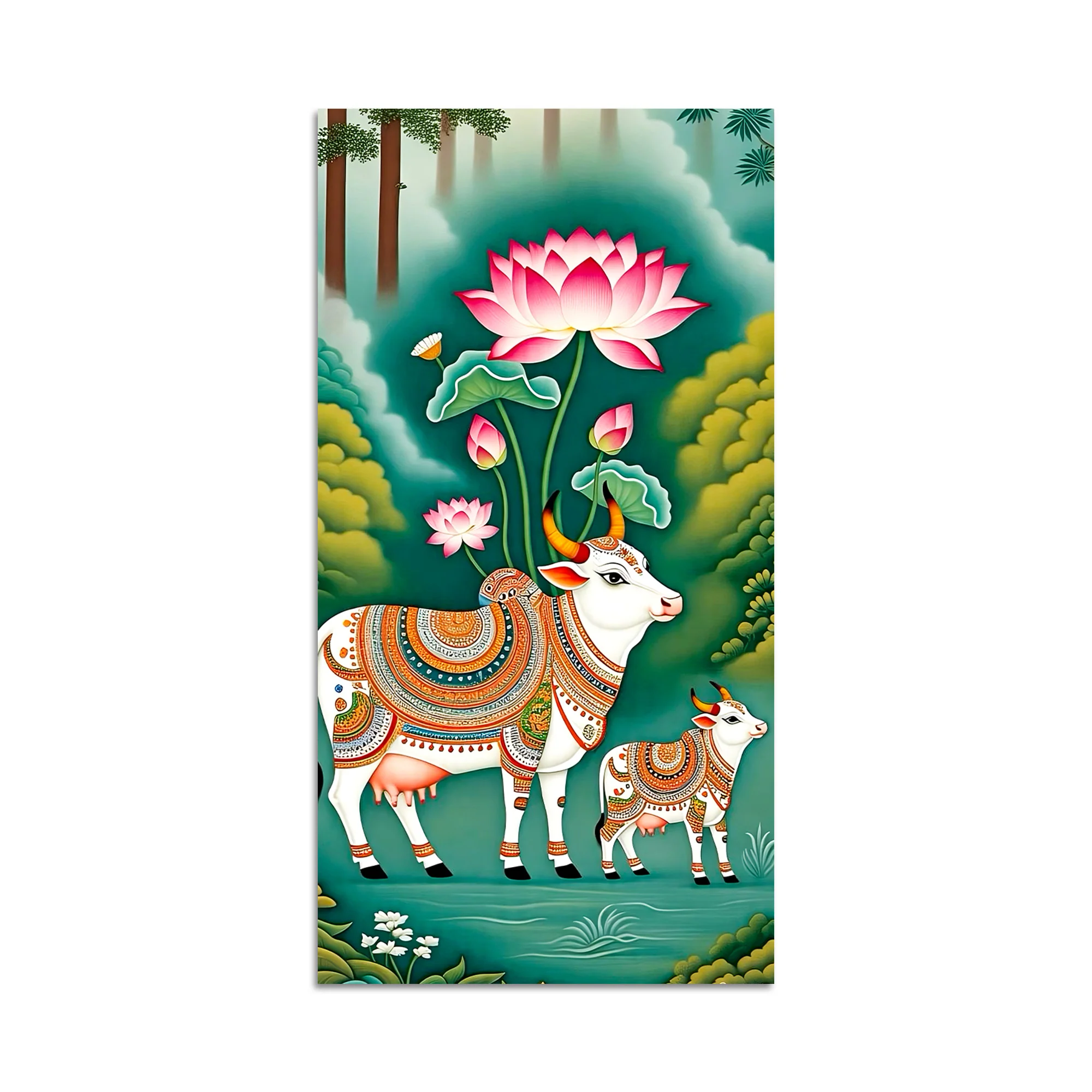 Sacred Gau Mata Canvas Wall Painting | Indian Art for Home Décor - Image 4