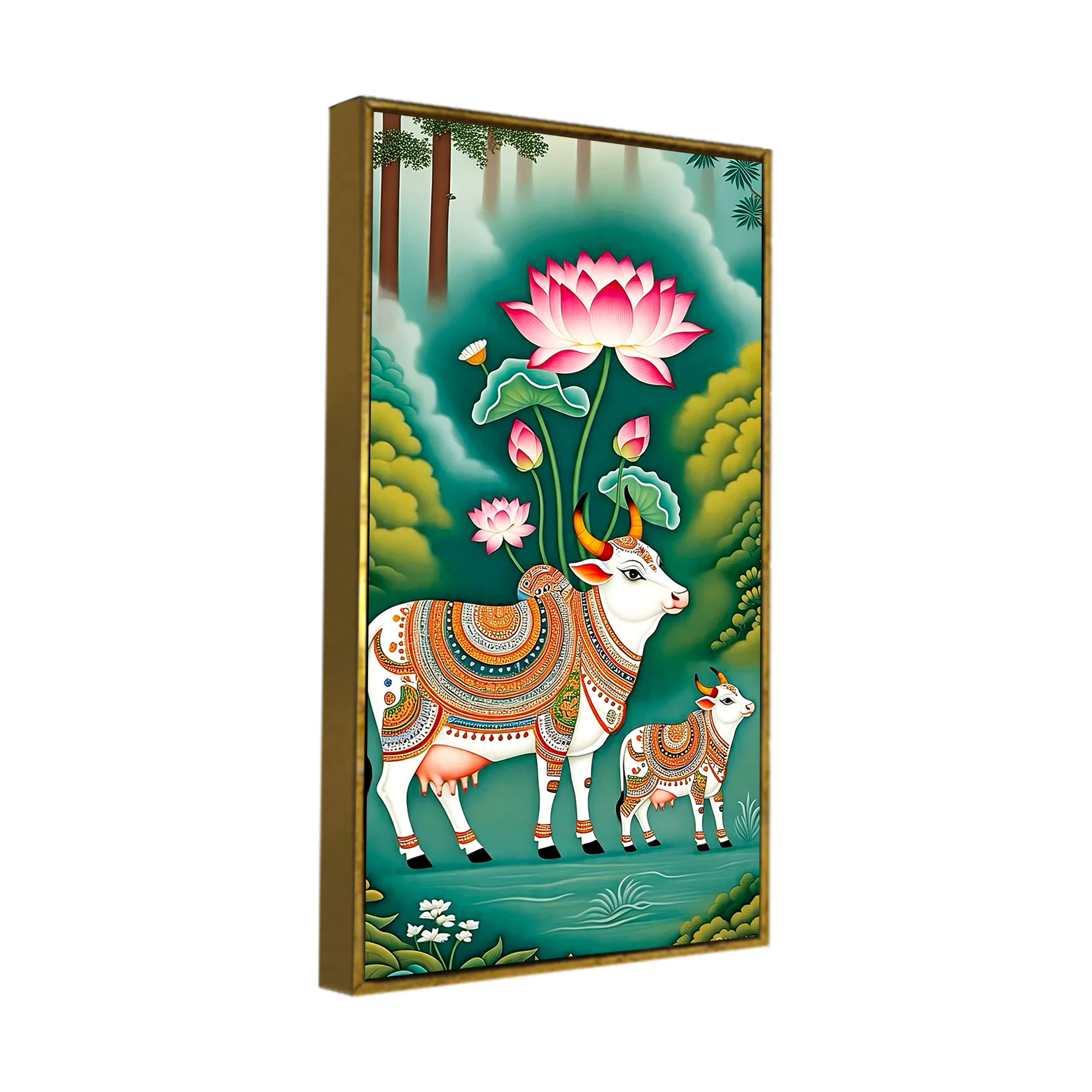 Sacred Gau Mata Canvas Wall Painting | Indian Art for Home Décor - Image 6
