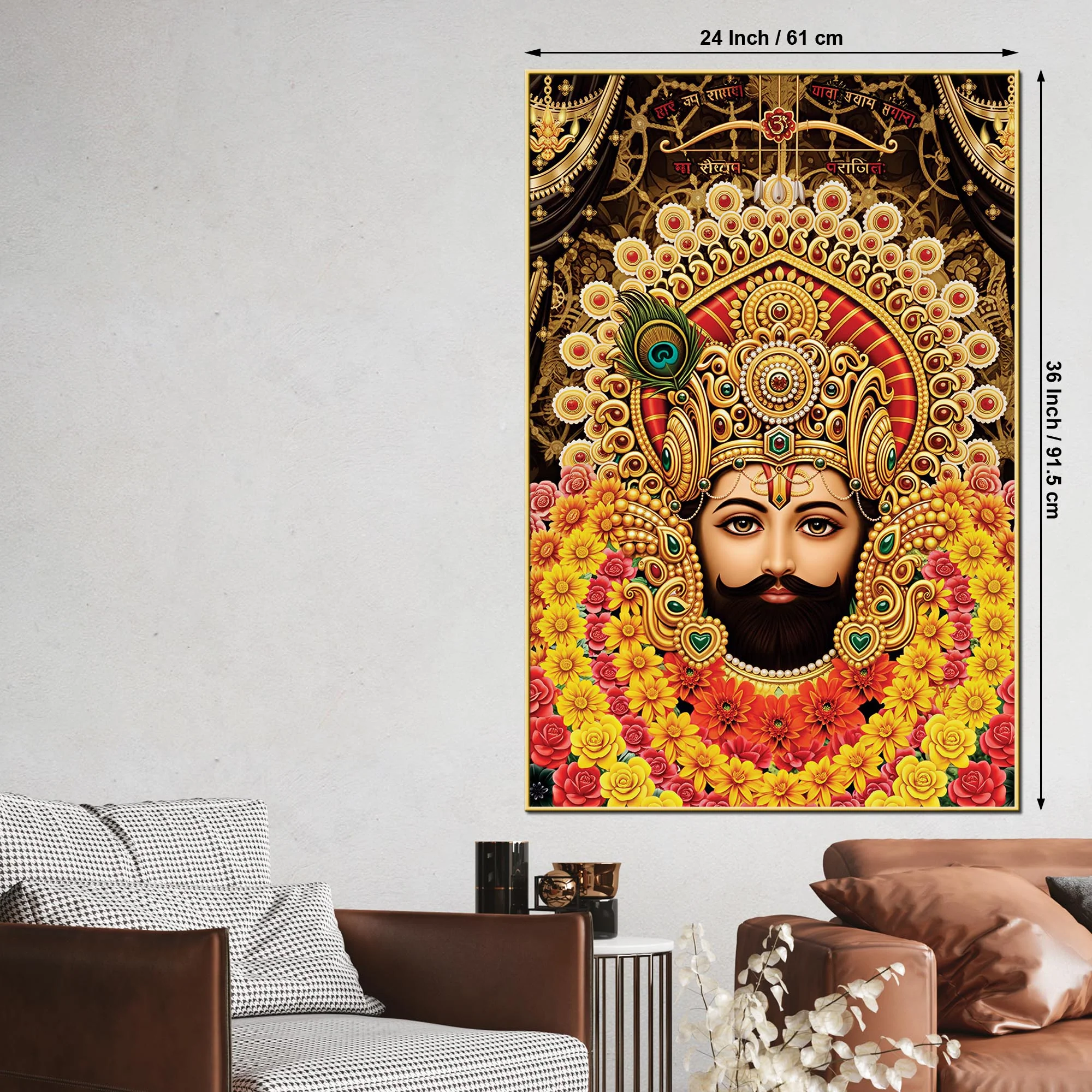 Sacred Khatu Shyam Ji Canvas Wall Painting | Hindu Religious Painting - Image 5