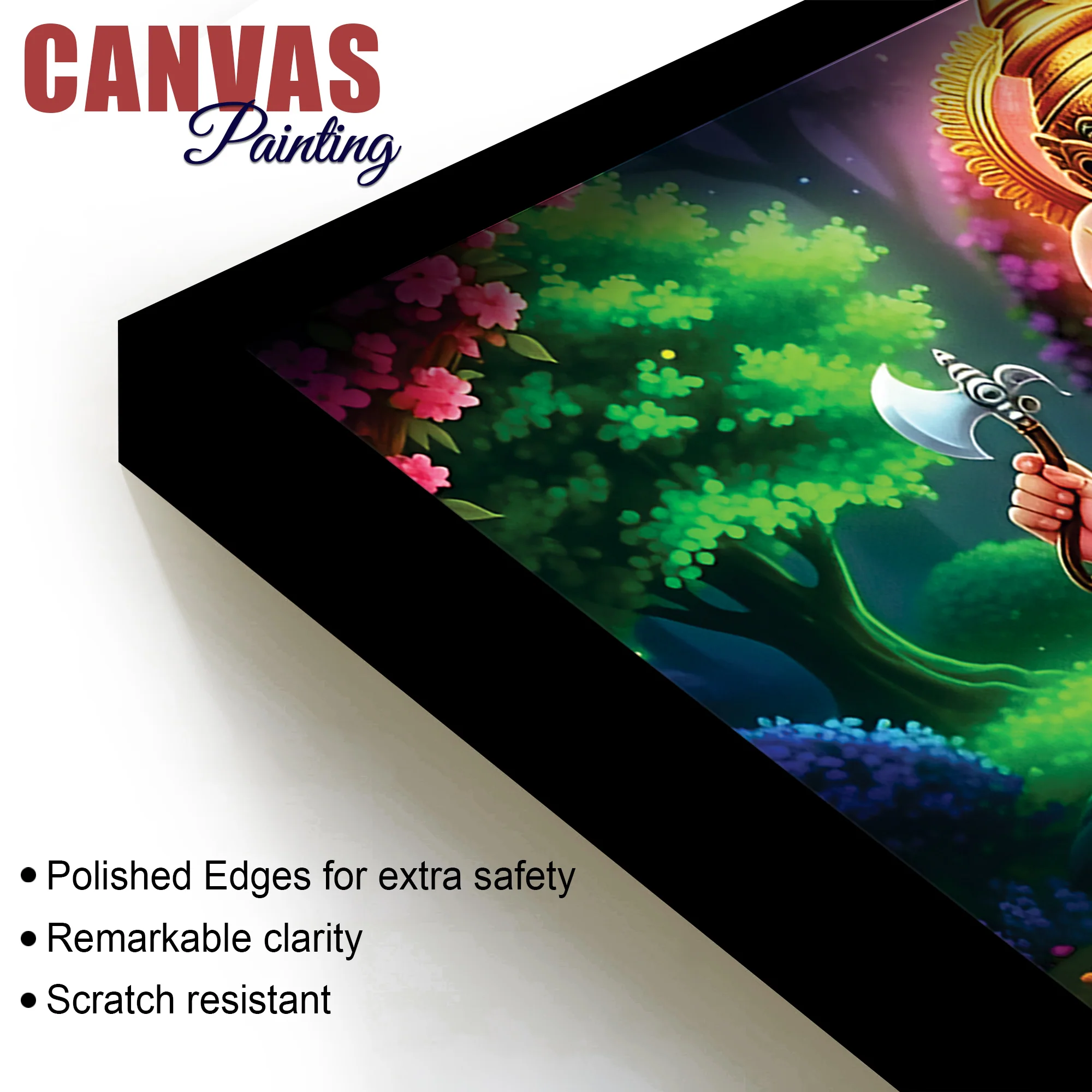 Sacred Lord Shri Ganesh Worshiping Lord Mahadev Shiva Lingam Premium Canvas Wall Painting for Home & Office Wall Decor – Modern Devotion Wall Art - Image 6