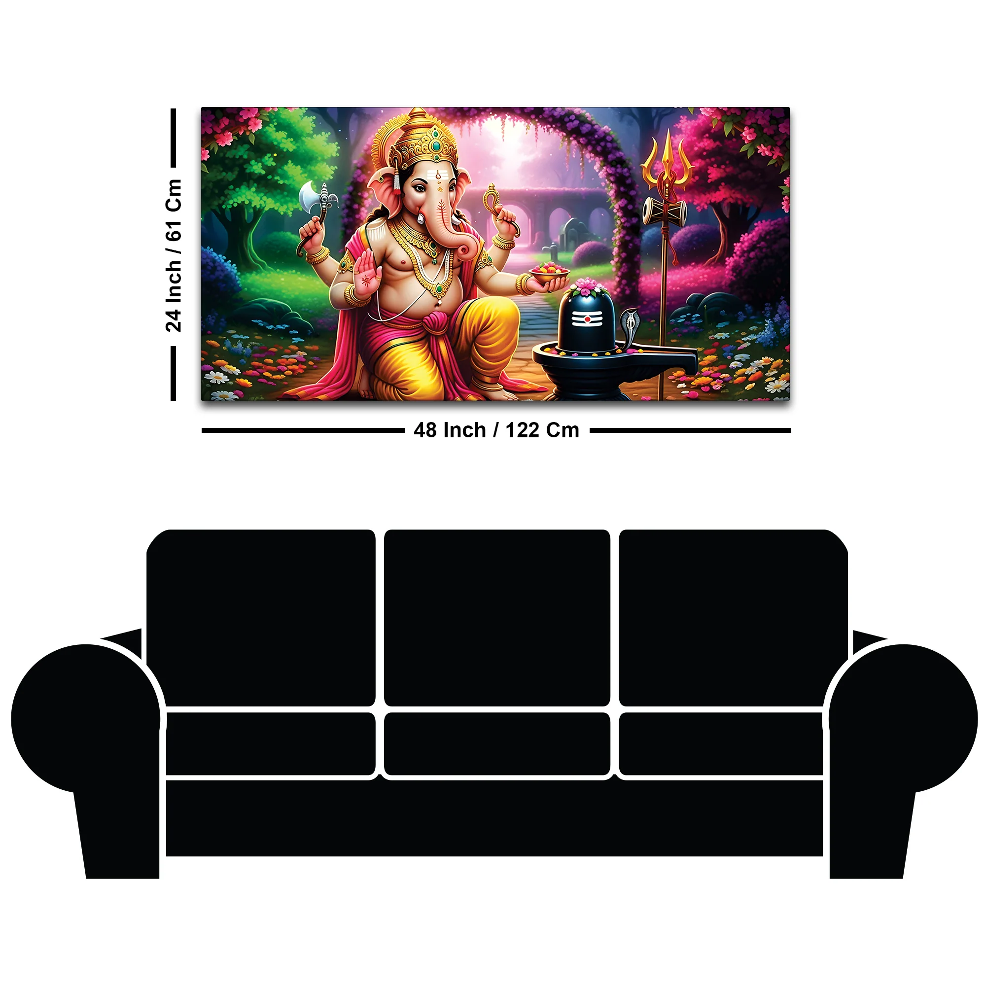 Sacred Lord Shri Ganesh Worshiping Lord Mahadev Shiva Lingam Premium Canvas Wall Painting for Home & Office Wall Decor – Modern Devotion Wall Art - Image 8