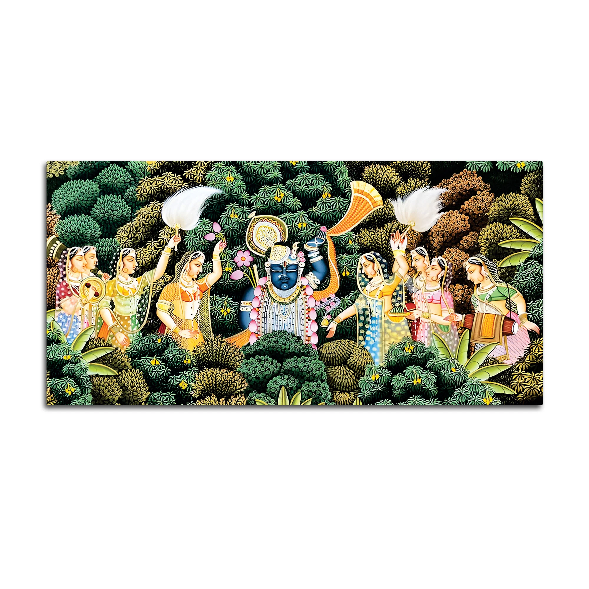 Sacred Shrinathji Pichwai Art Canvas Wall Painting - Image 7