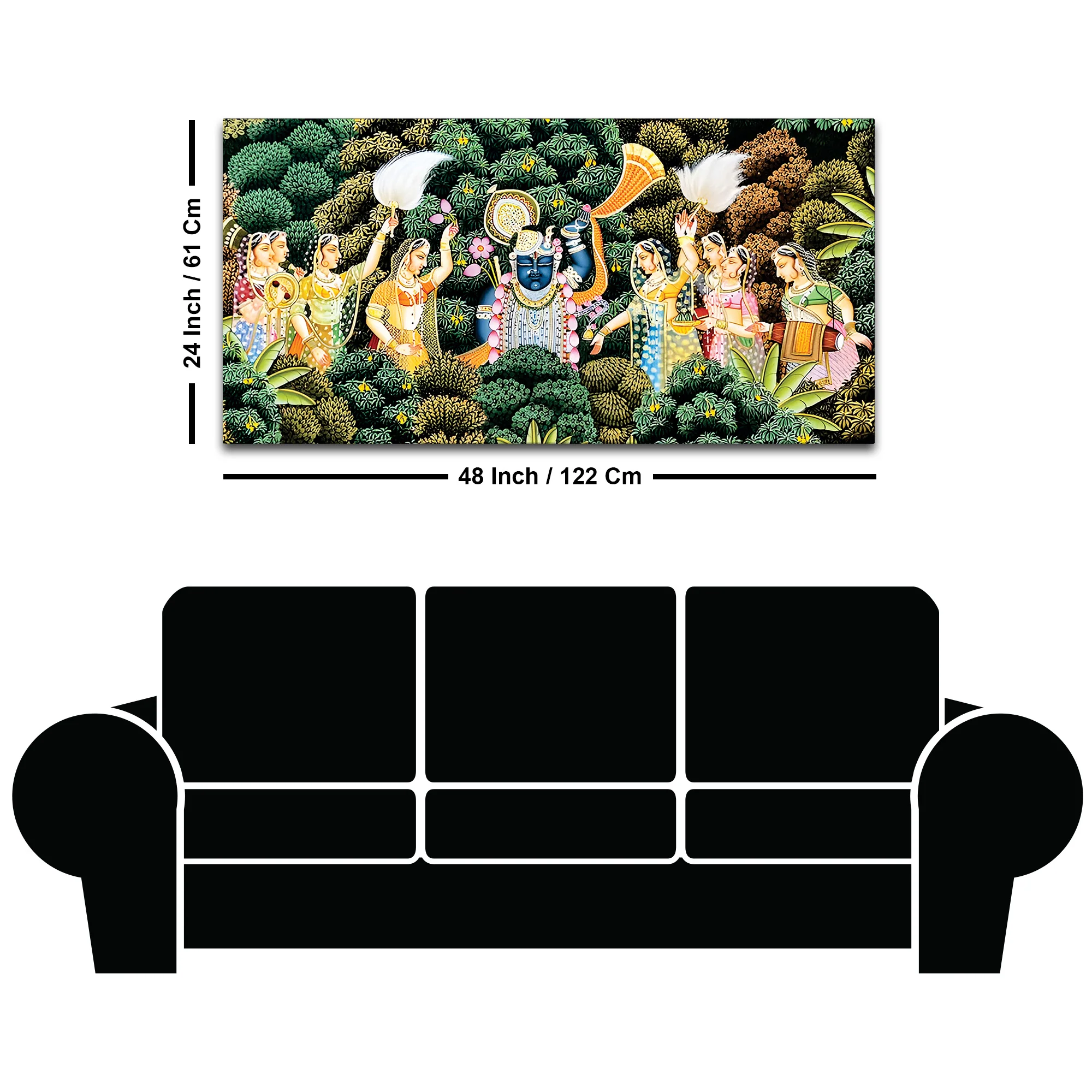 Sacred Shrinathji Pichwai Art Canvas Wall Painting - Image 8