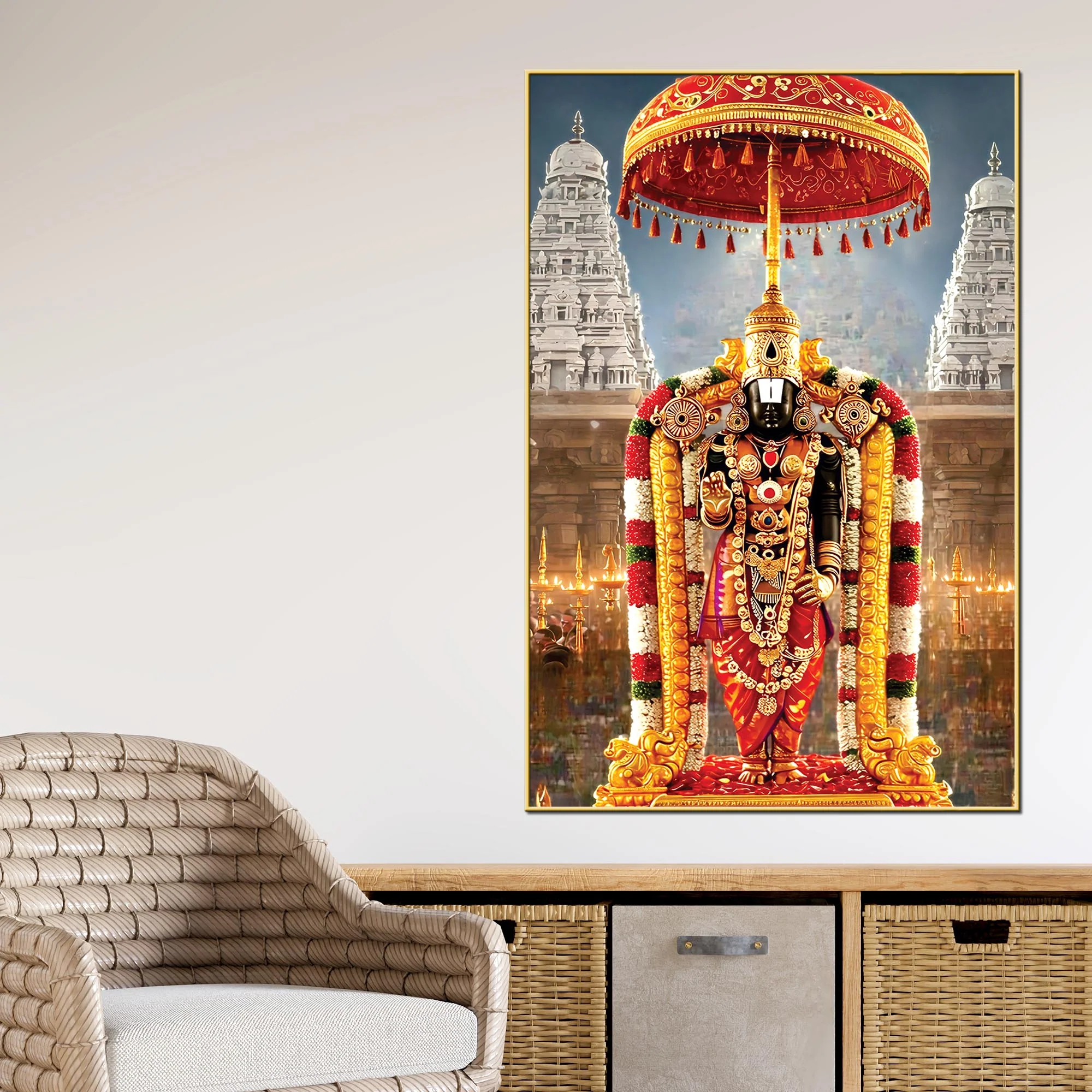 Sacred Tirupati Balaji Canvas Wall Painting | Pooja Room Decor - Image 2