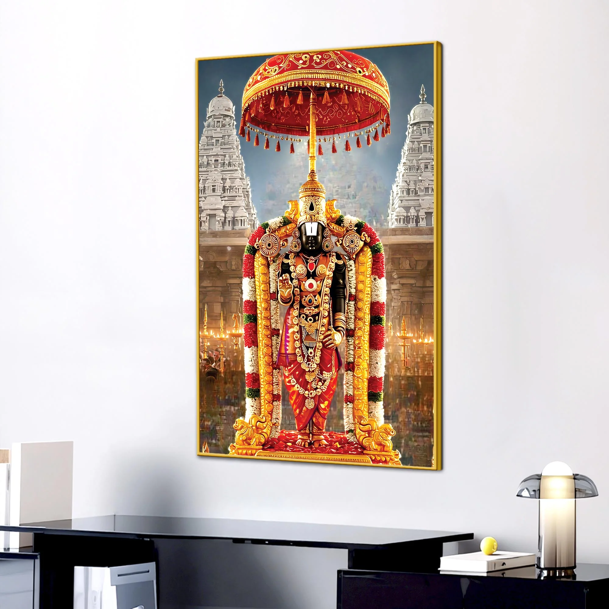 Sacred Tirupati Balaji Canvas Wall Painting | Pooja Room Decor - Image 3