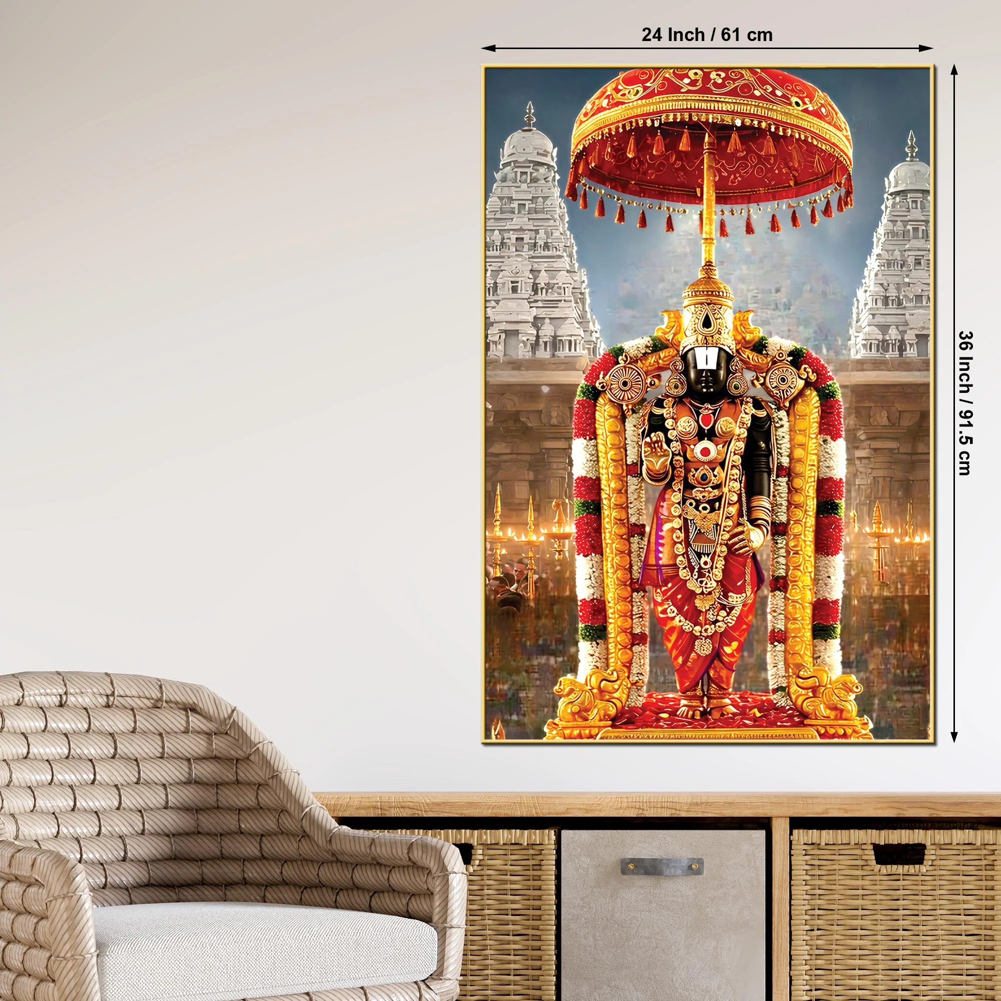Sacred Tirupati Balaji Canvas Wall Painting | Pooja Room Decor - Image 5