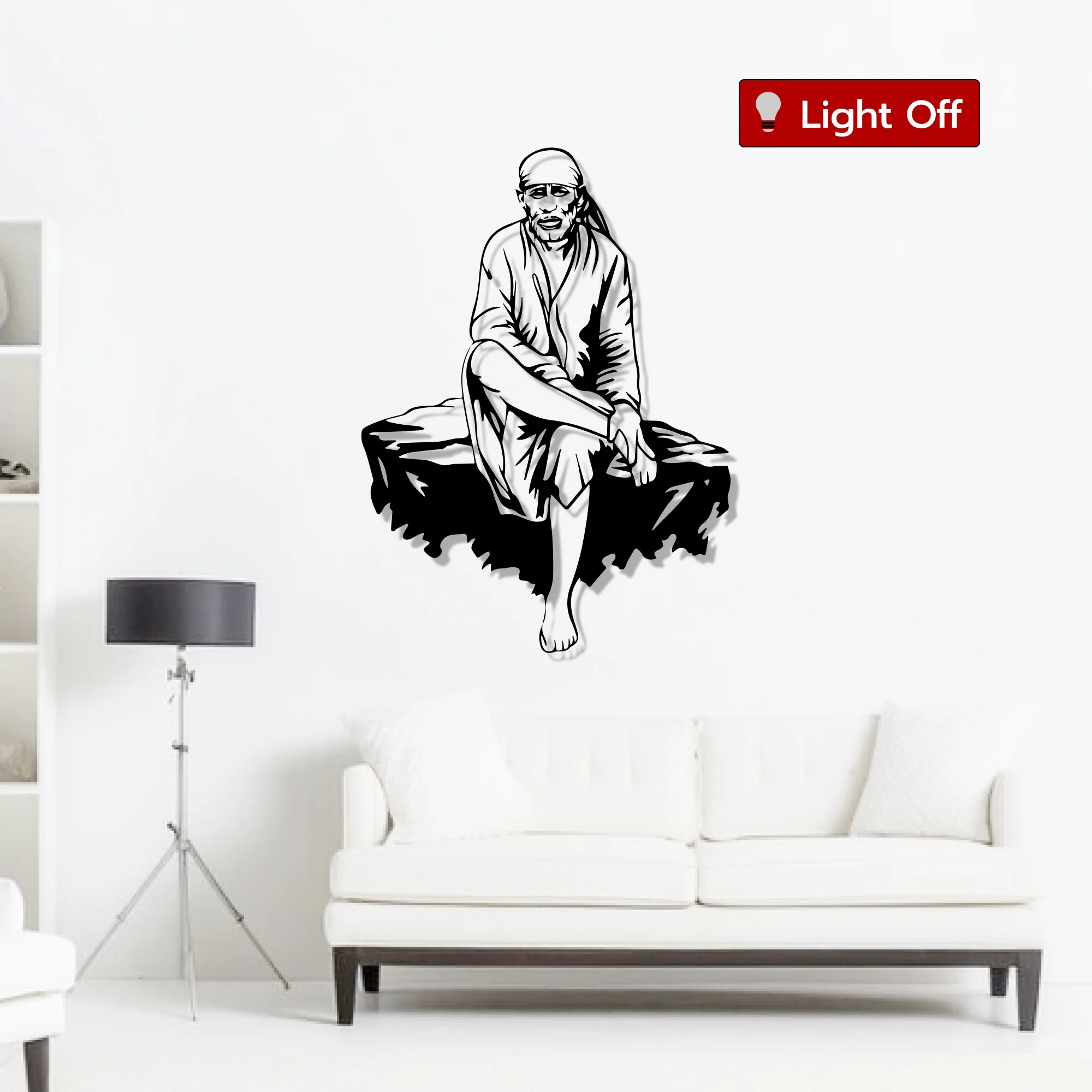 Sai Baba Metal Art Serenity Devotion Wall Decor - Image 2