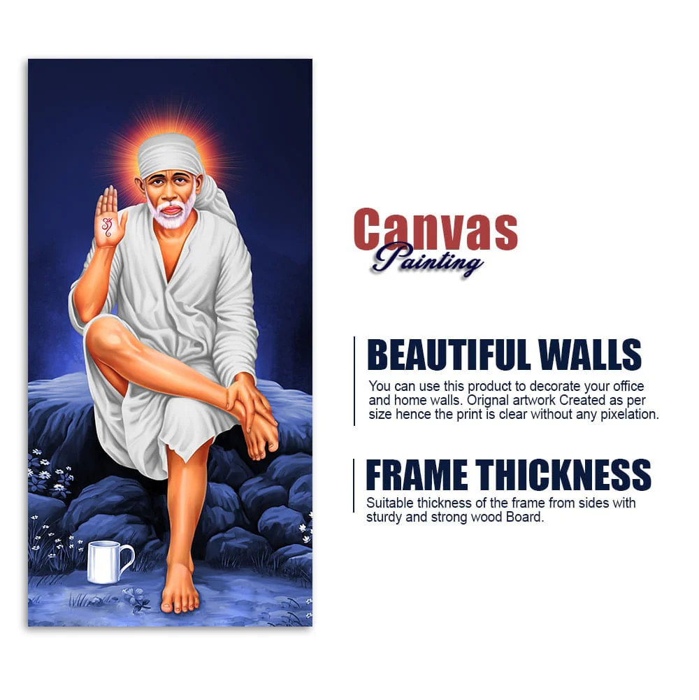 Sai Baba of Shirdi Premium Canvas Wall Painting - Image 6