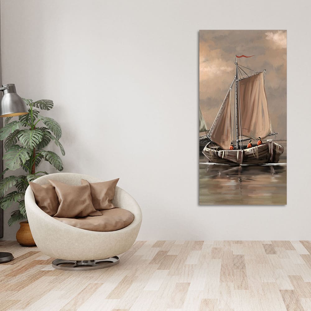 Sailing Boat on the Sea landscape Wall Painting - Image 2