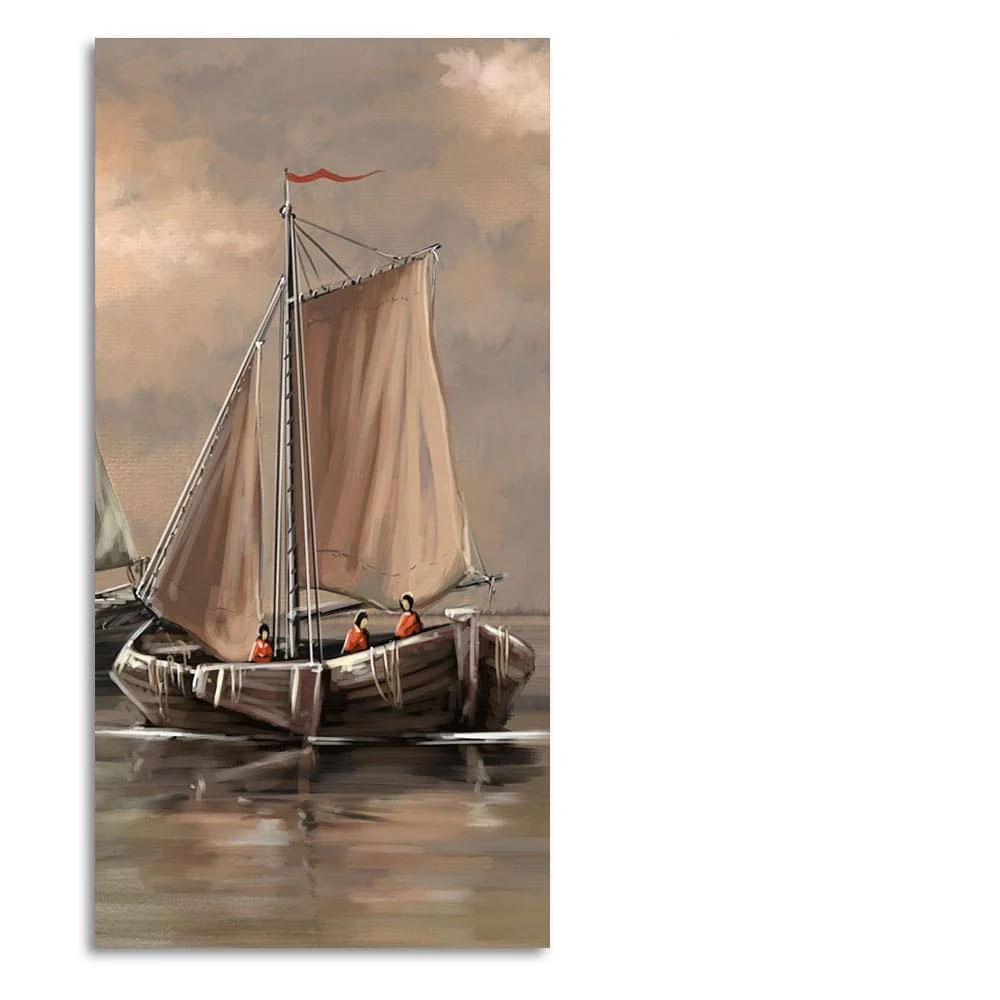 Sailing Boat on the Sea landscape Wall Painting - Image 4
