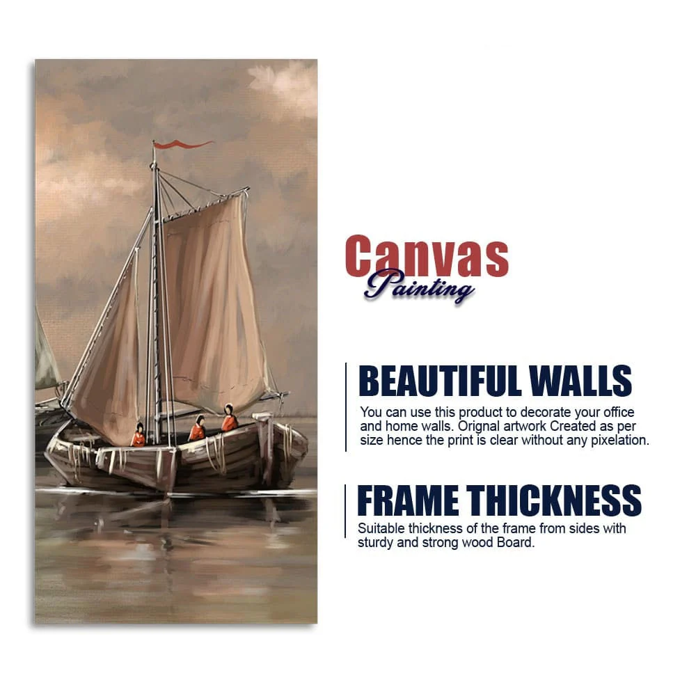 Sailing Boat on the Sea landscape Wall Painting - Image 6