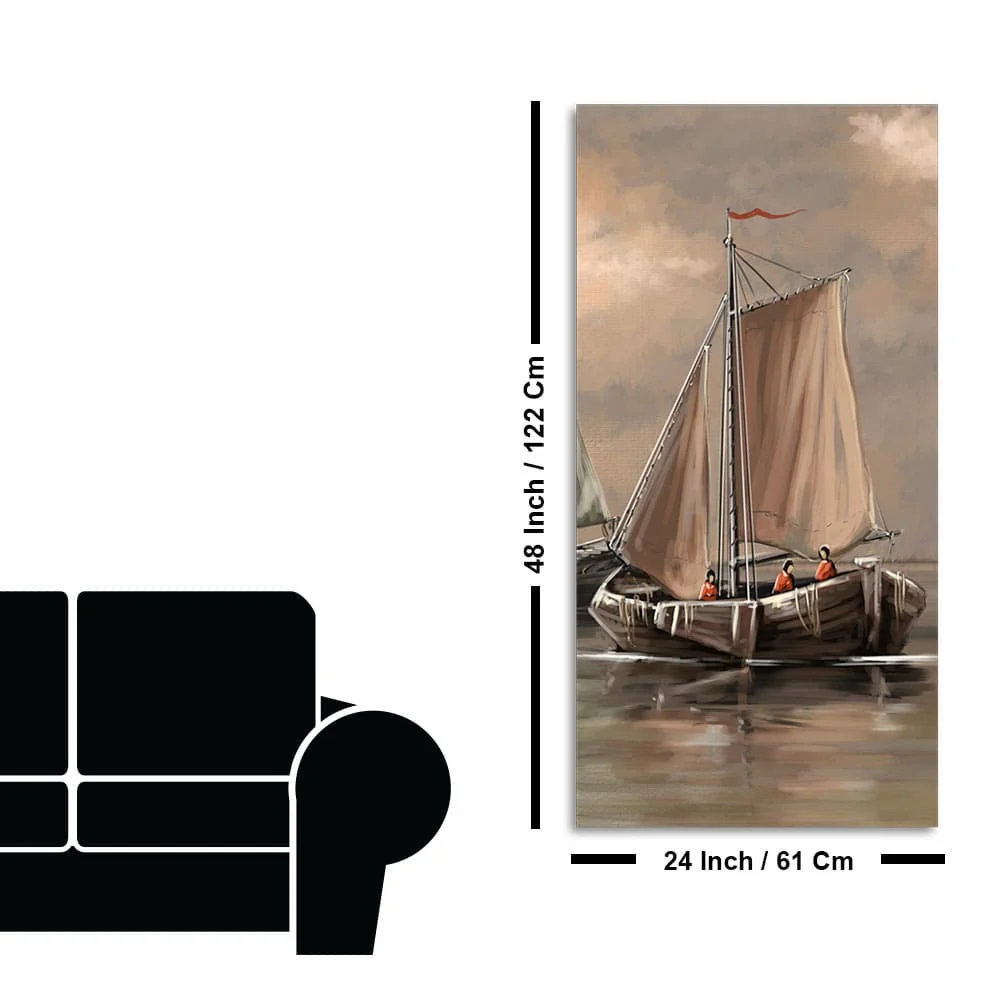 Sailing Boat on the Sea landscape Wall Painting - Image 7
