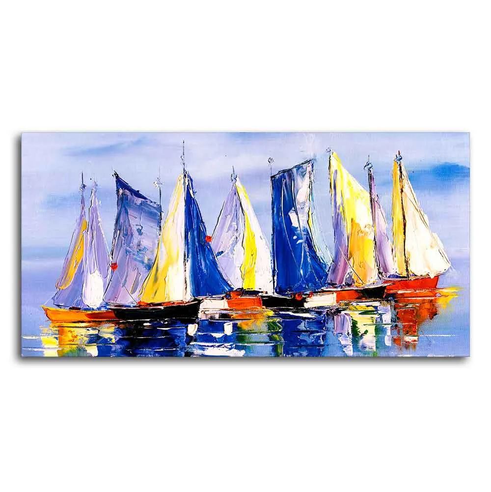 Sailing Boats in Ocean Canvas Wall Painting - Image 5