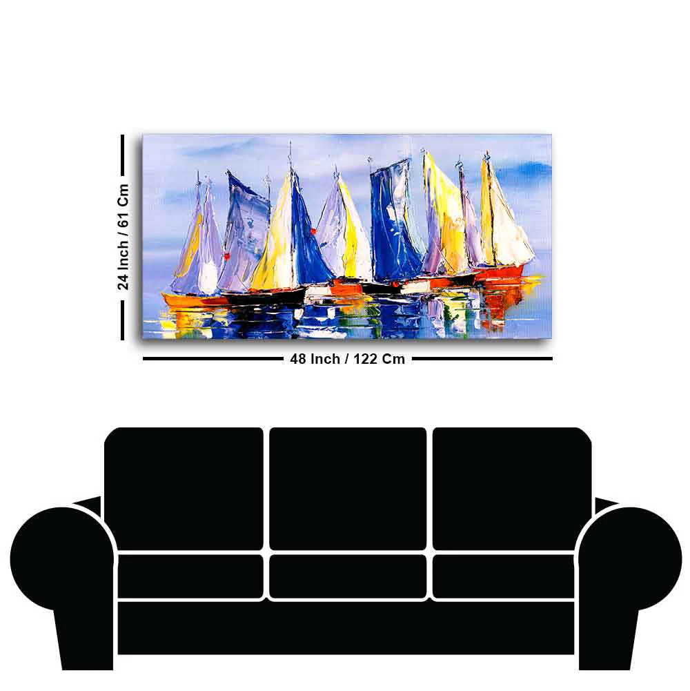 Sailing Boats in Ocean Canvas Wall Painting - Image 7