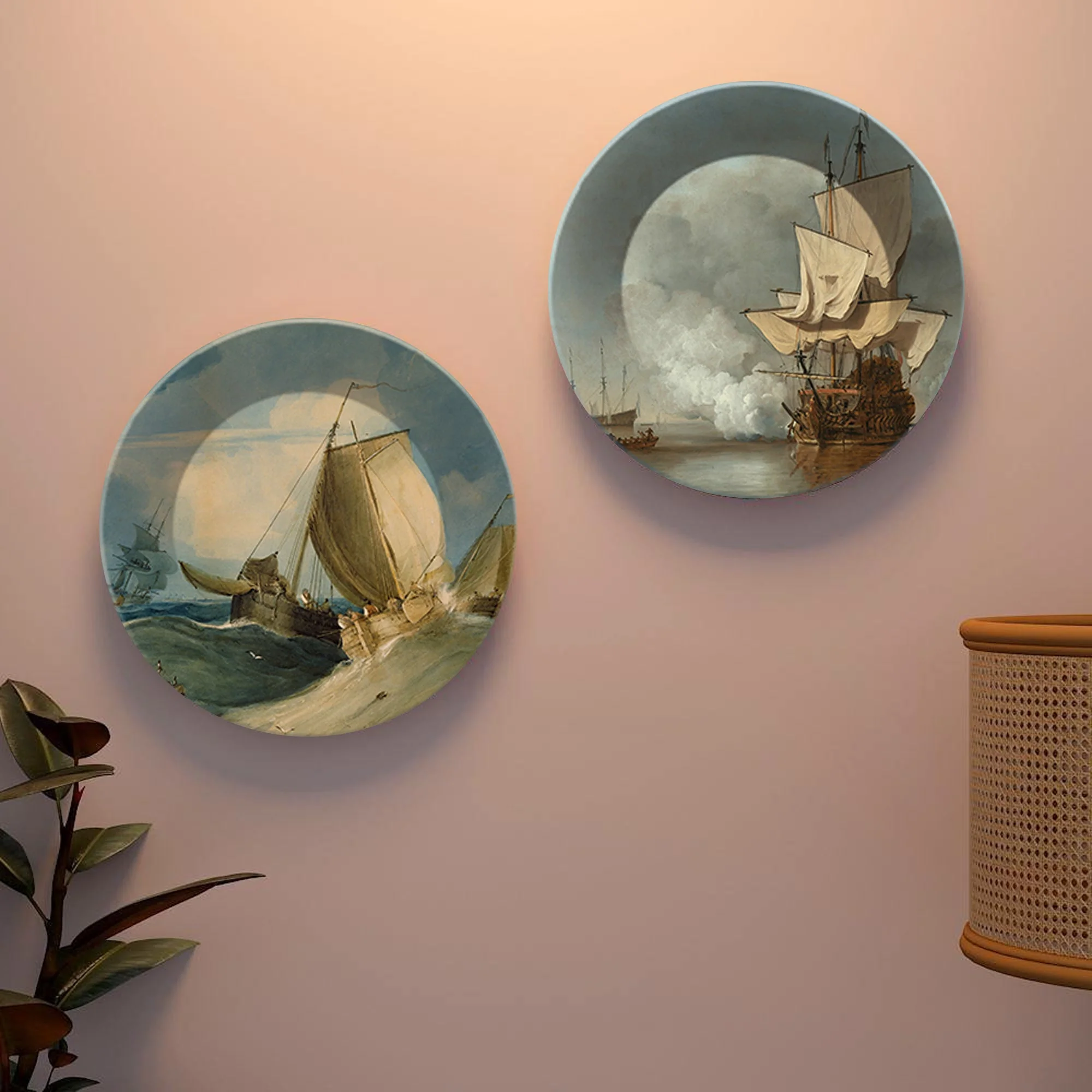 Sailing Ships Ceramic Wall Hanging Plates of Two Pieces - Image 3