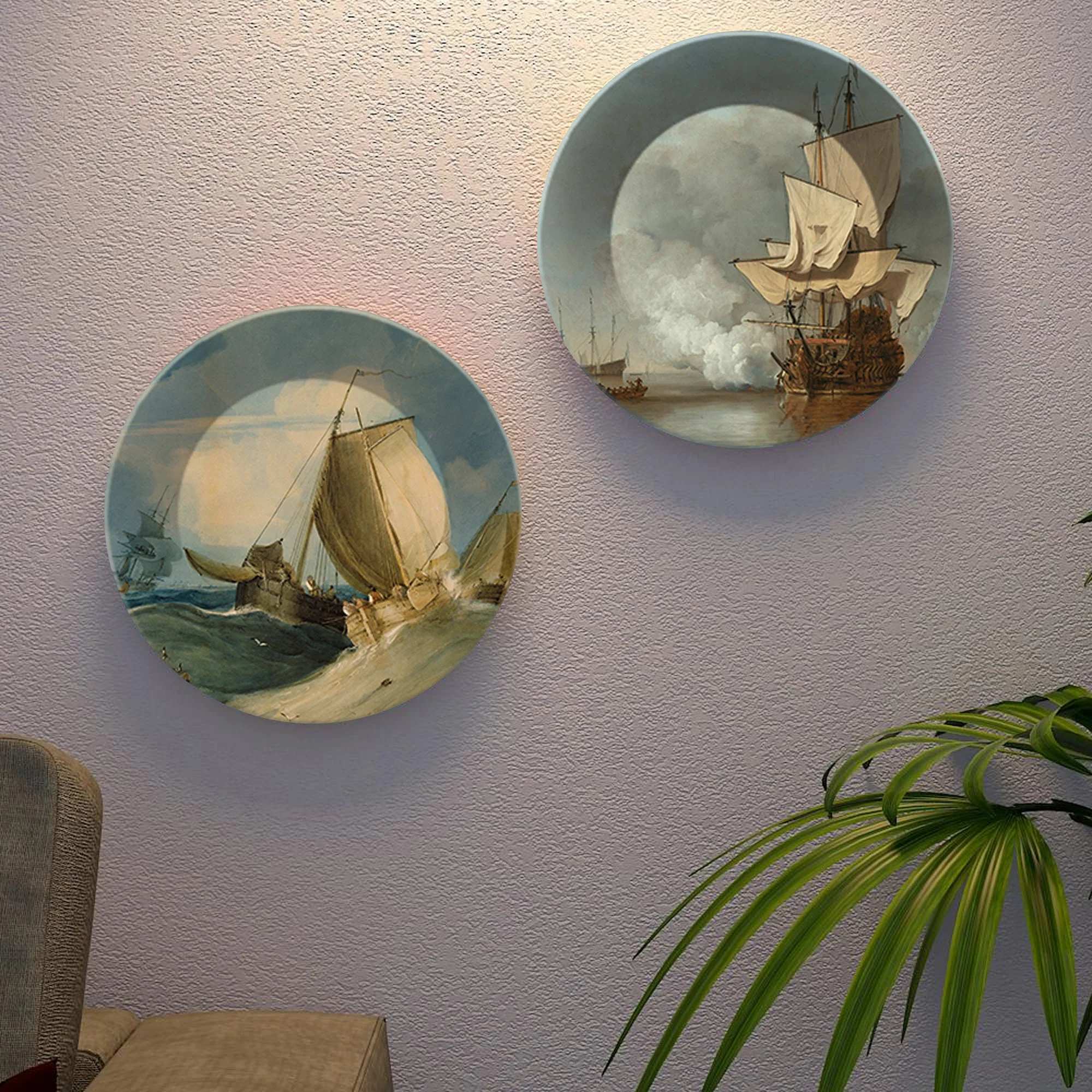 Sailing Ships Ceramic Wall Hanging Plates of Two Pieces - Image 4
