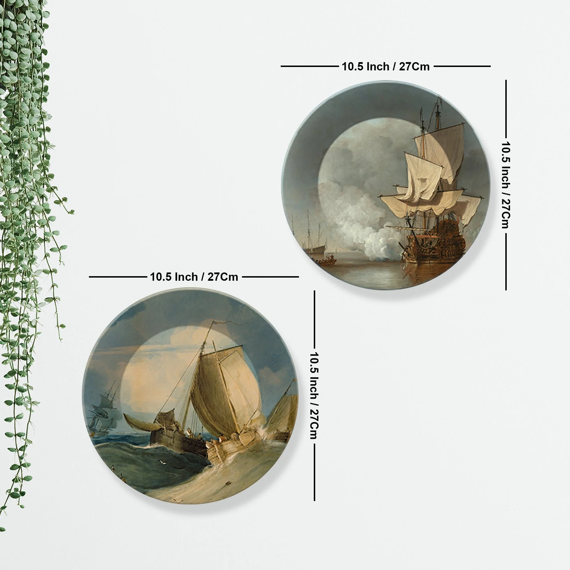 Sailing Ships Ceramic Wall Hanging Plates of Two Pieces - Image 7