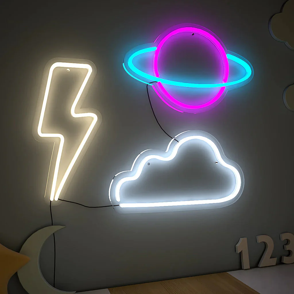 Saturn Planet Cloud and Lightning LED Neon Light- Set of 3 - Image 2