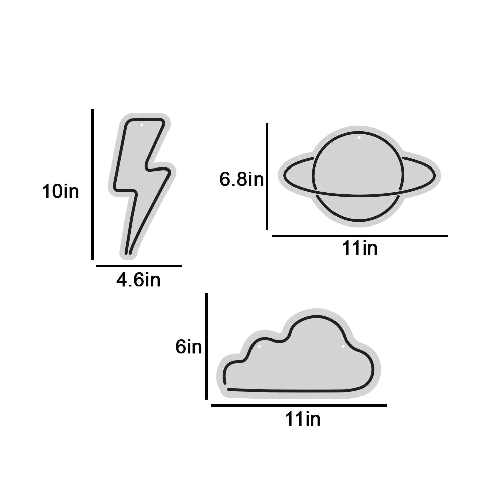 Saturn Planet Cloud and Lightning LED Neon Light- Set of 3 - Image 5