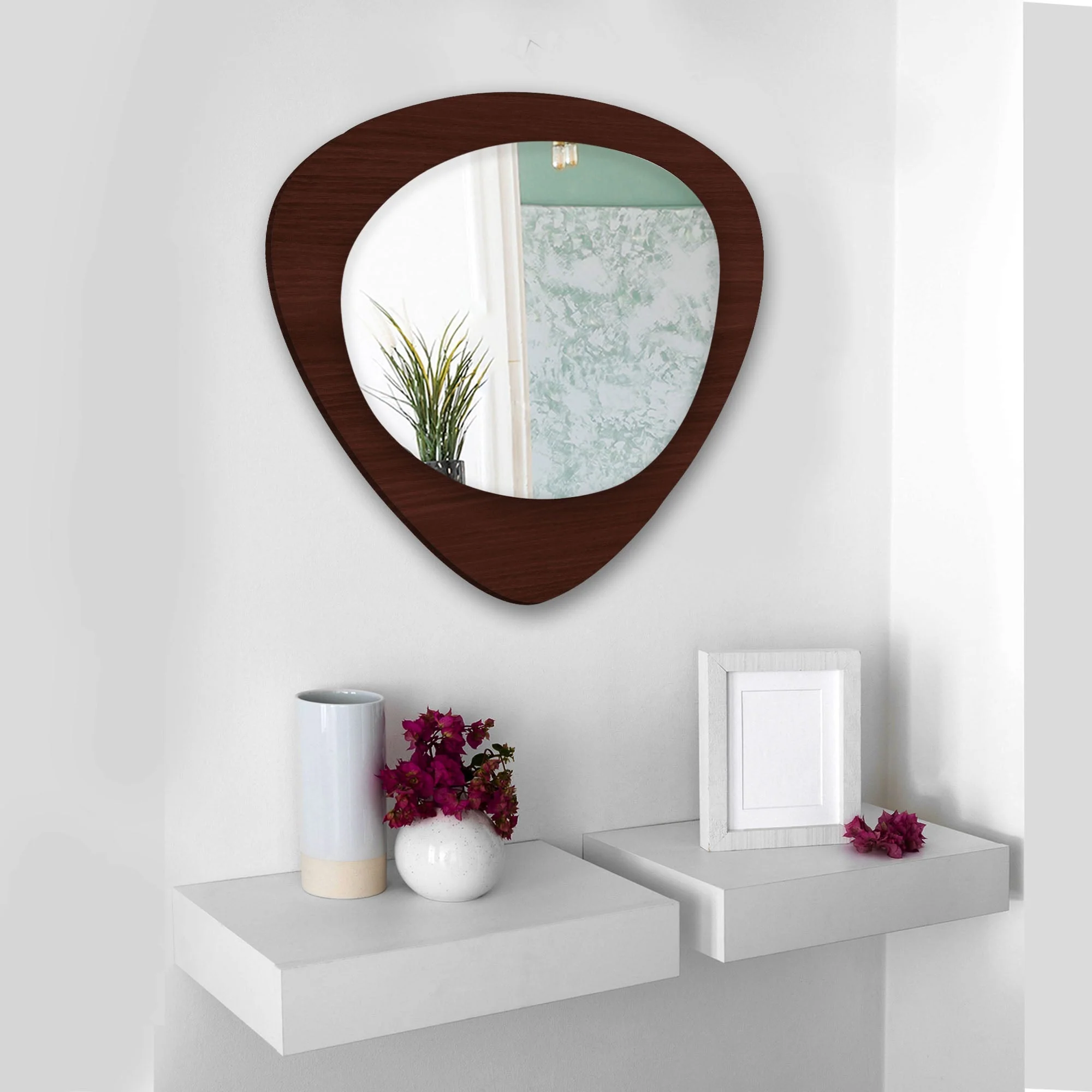 Scandinavian Classic Oval Shaped Wooden Wall Mirror - Image 2