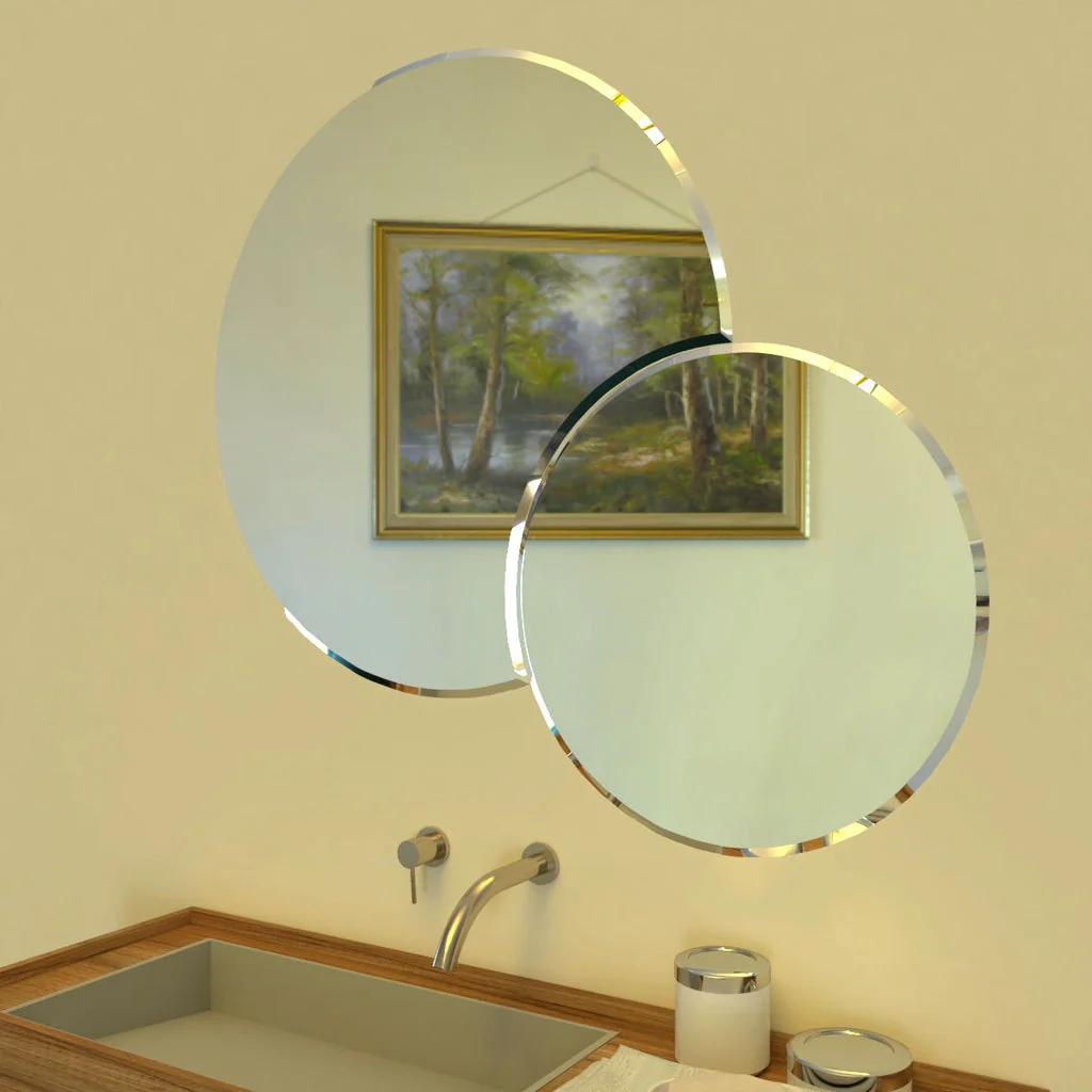 Scandinavian Frameless Beveled Dual Round Bathroom Mirror - Image 2