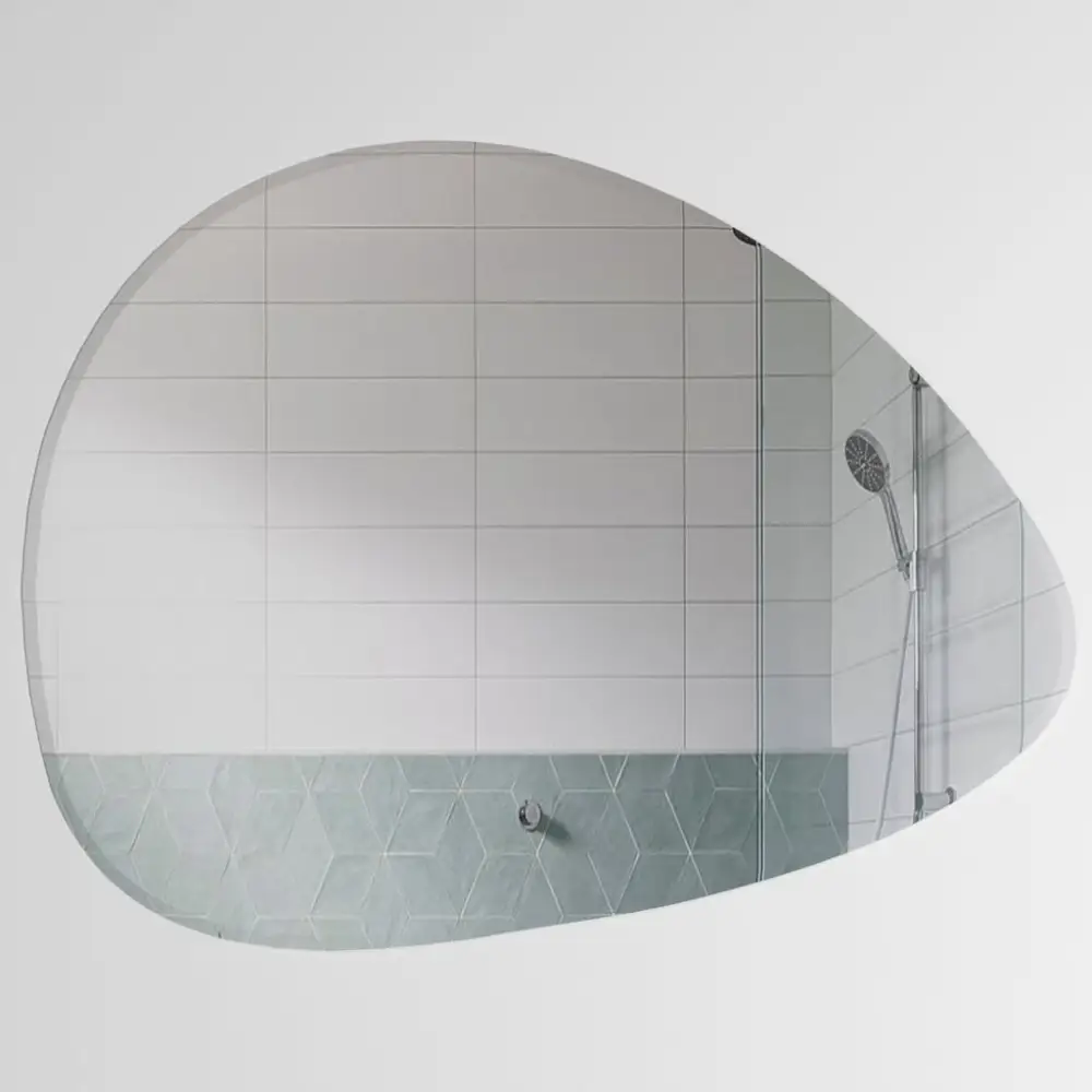 Scandinavian Frameless Beveled Pebble Shape Bathroom Mirror - Image 3
