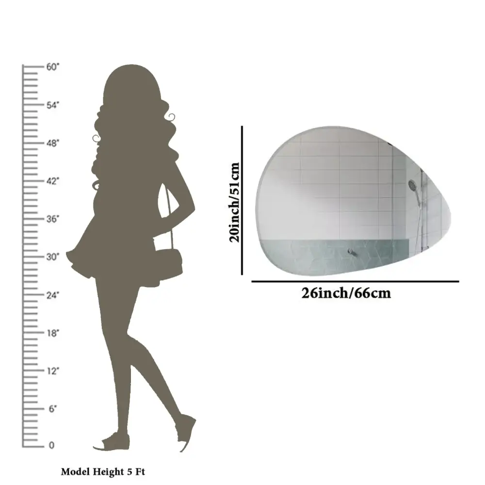 Scandinavian Frameless Beveled Pebble Shape Bathroom Mirror - Image 4