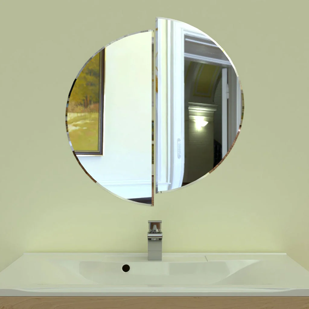 Scandinavian Frameless Beveled Semi Circle Bathroom Mirror - Image 2