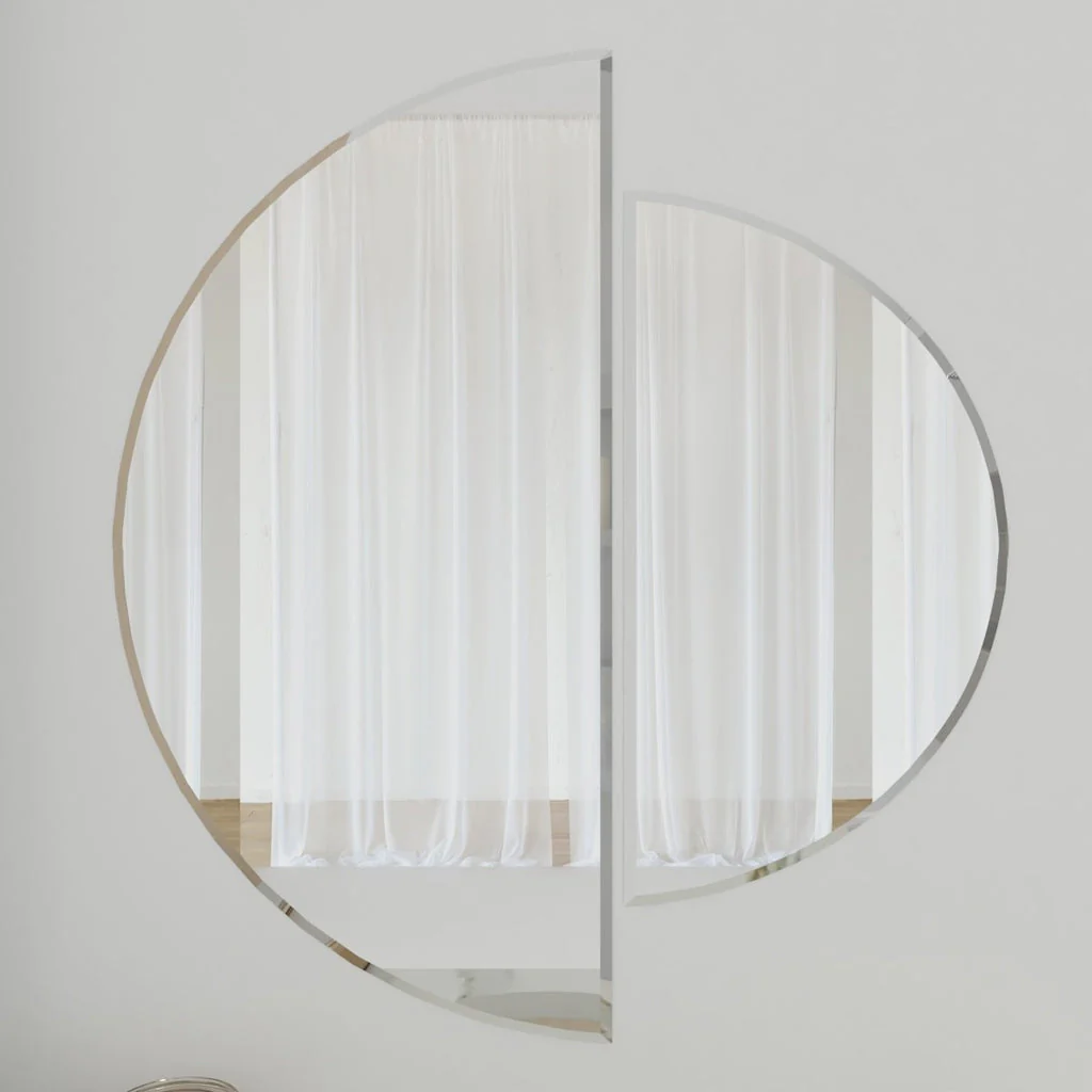 Scandinavian Frameless Beveled Semi Circle Mirror - Image 3