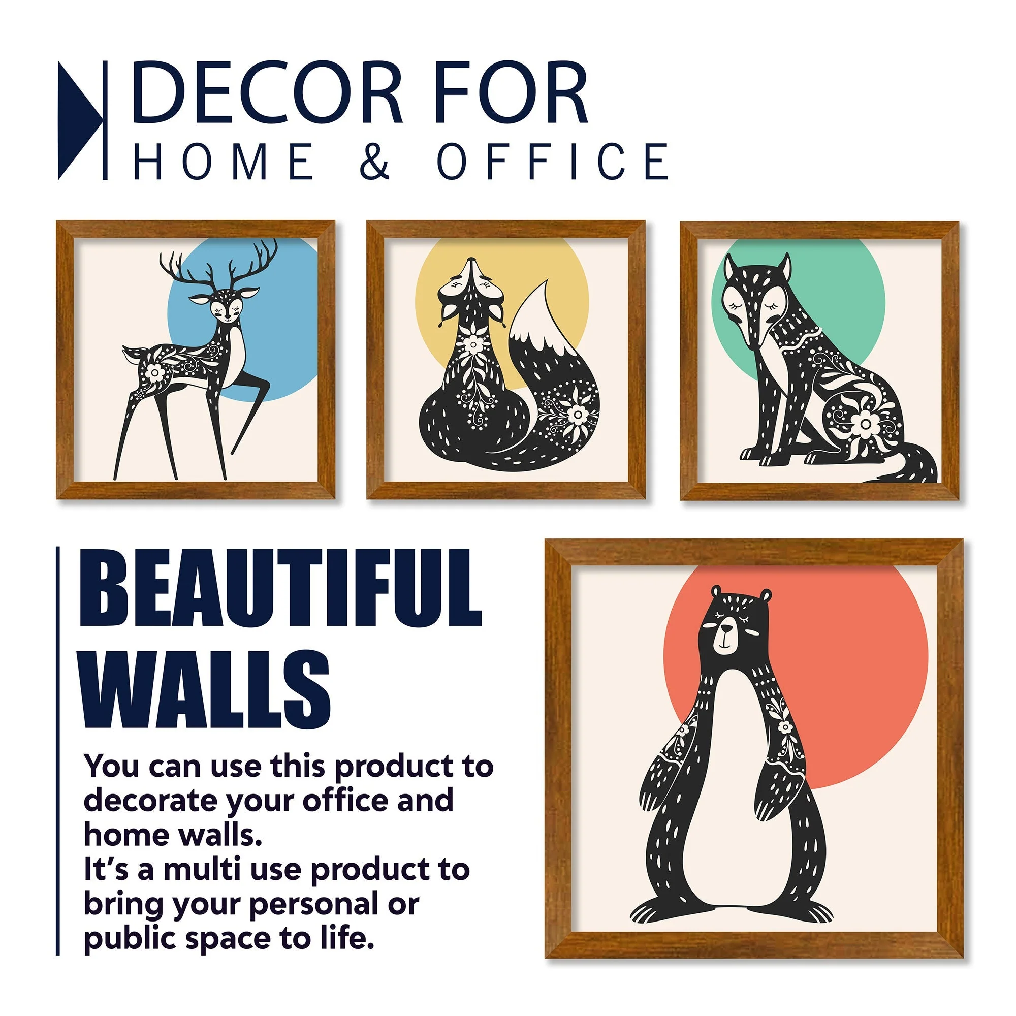 Scandinavian Modern Forest Wooden Wall Frame Set of Four - Image 4