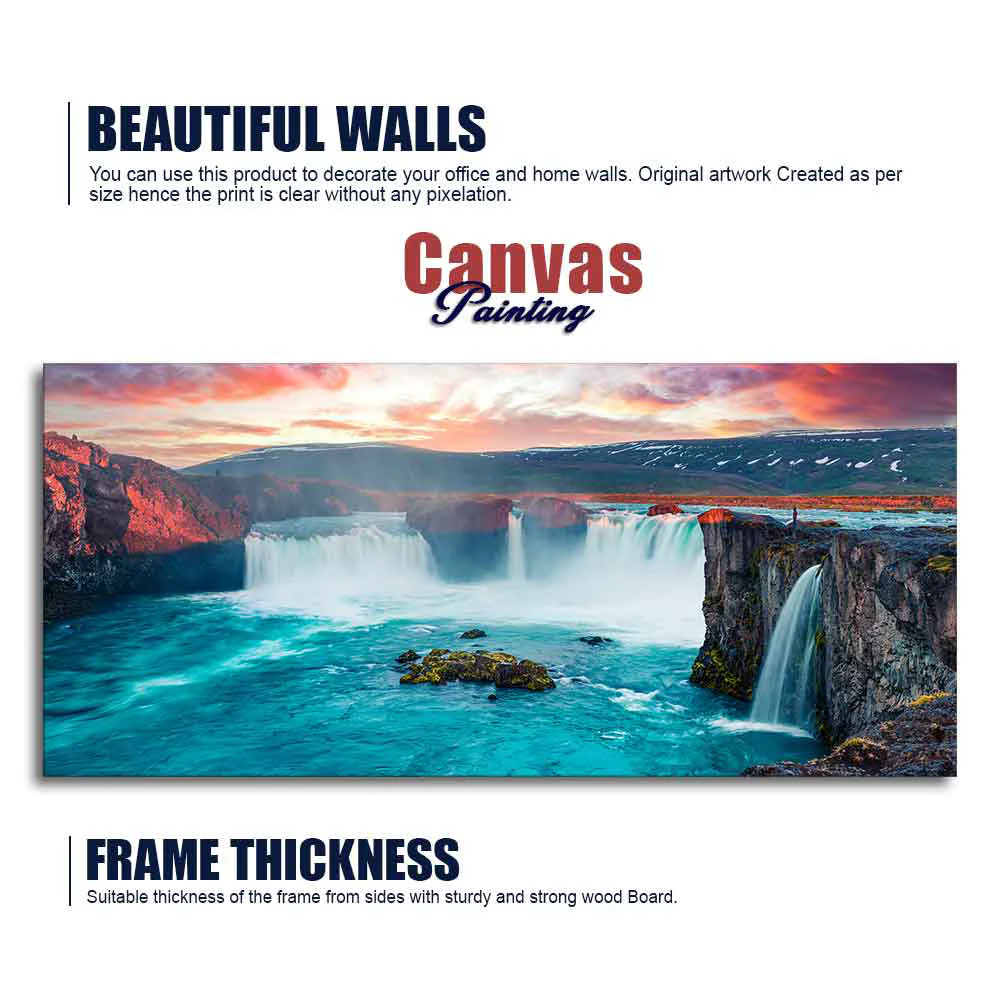 Scenery of Waterfall In Forest Premium Wall Painting - Image 6