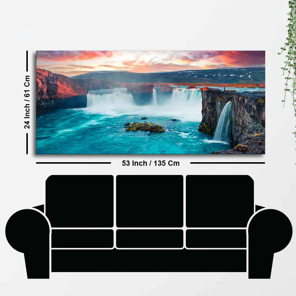 Scenery of Waterfall In Forest Premium Wall Painting - Image 7