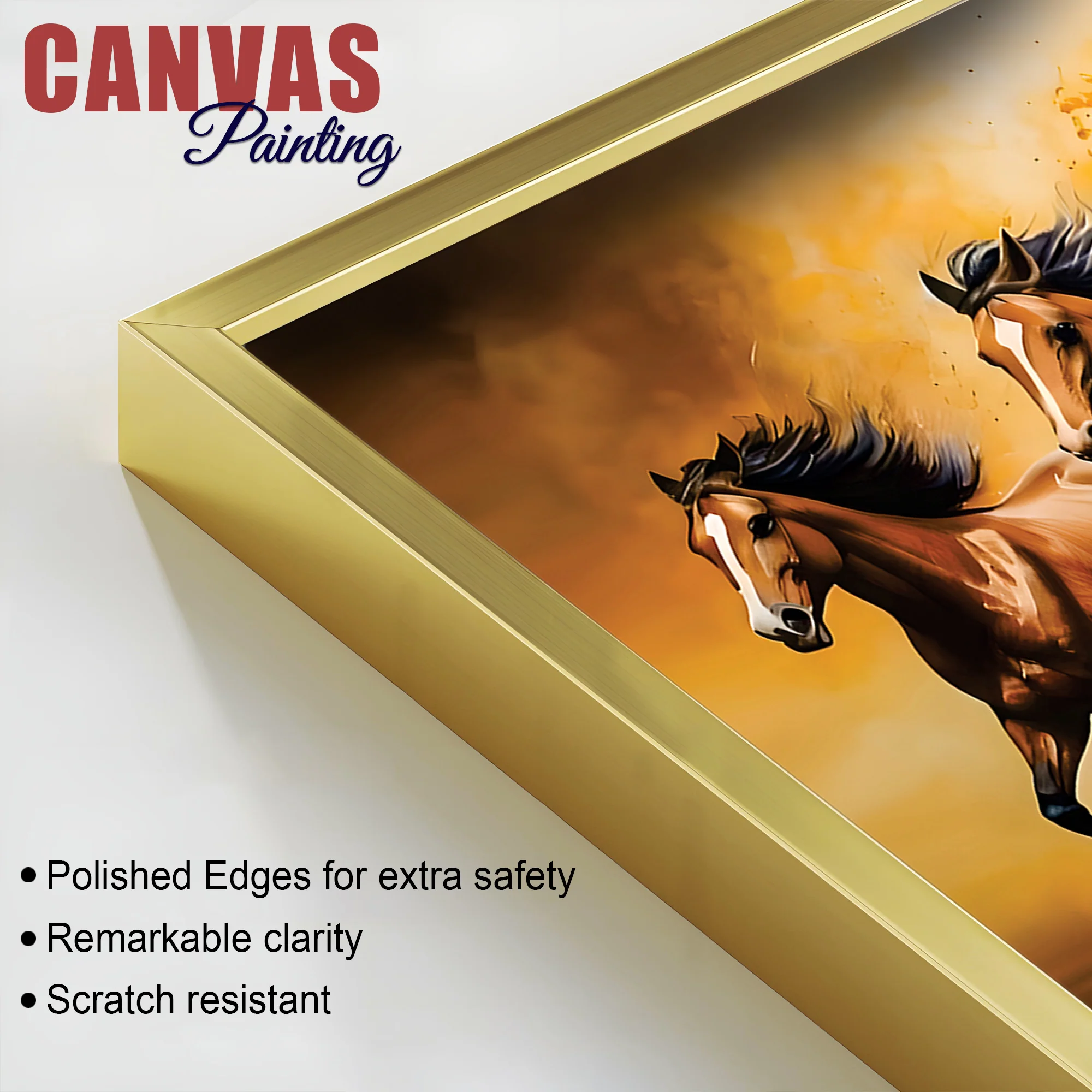 Scenic view of Seven Horses Running Canvas Wall Painting - Image 6