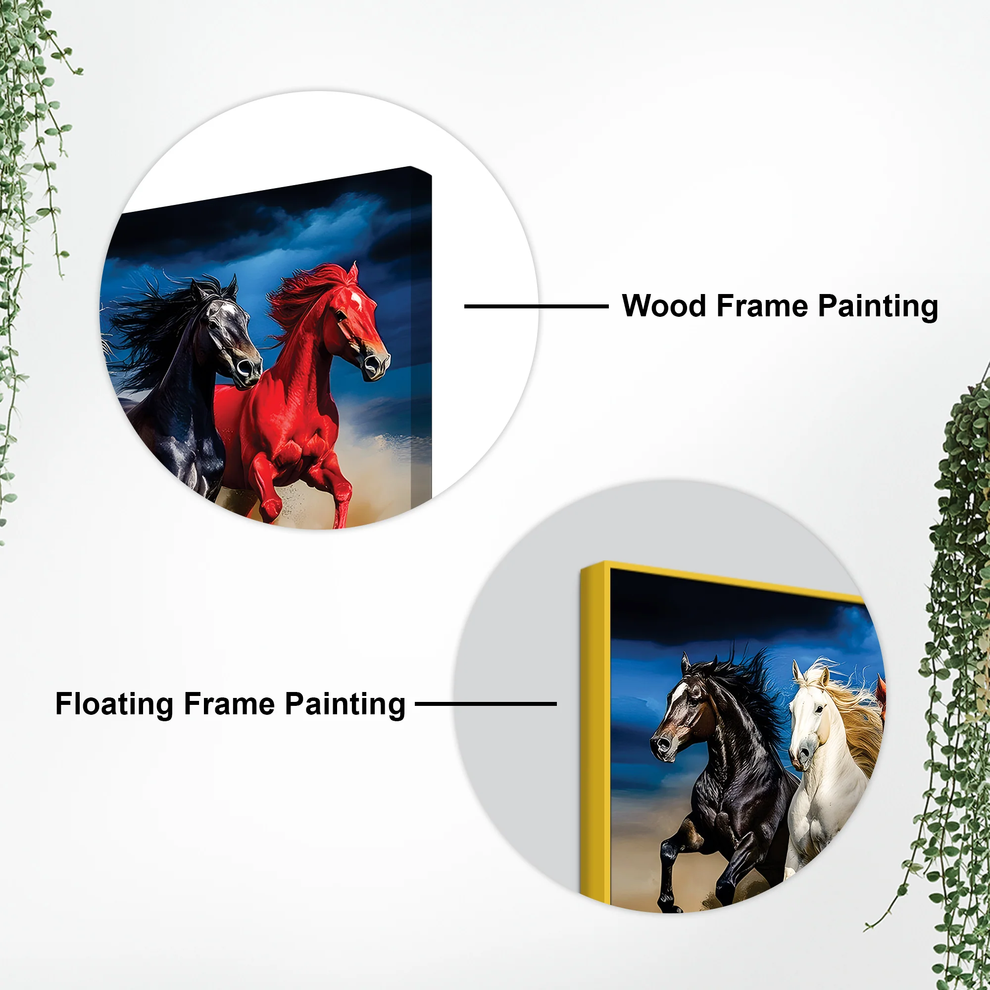 Scenic view Seven Horses Running at Night Canvas Wall Painting - Image 5