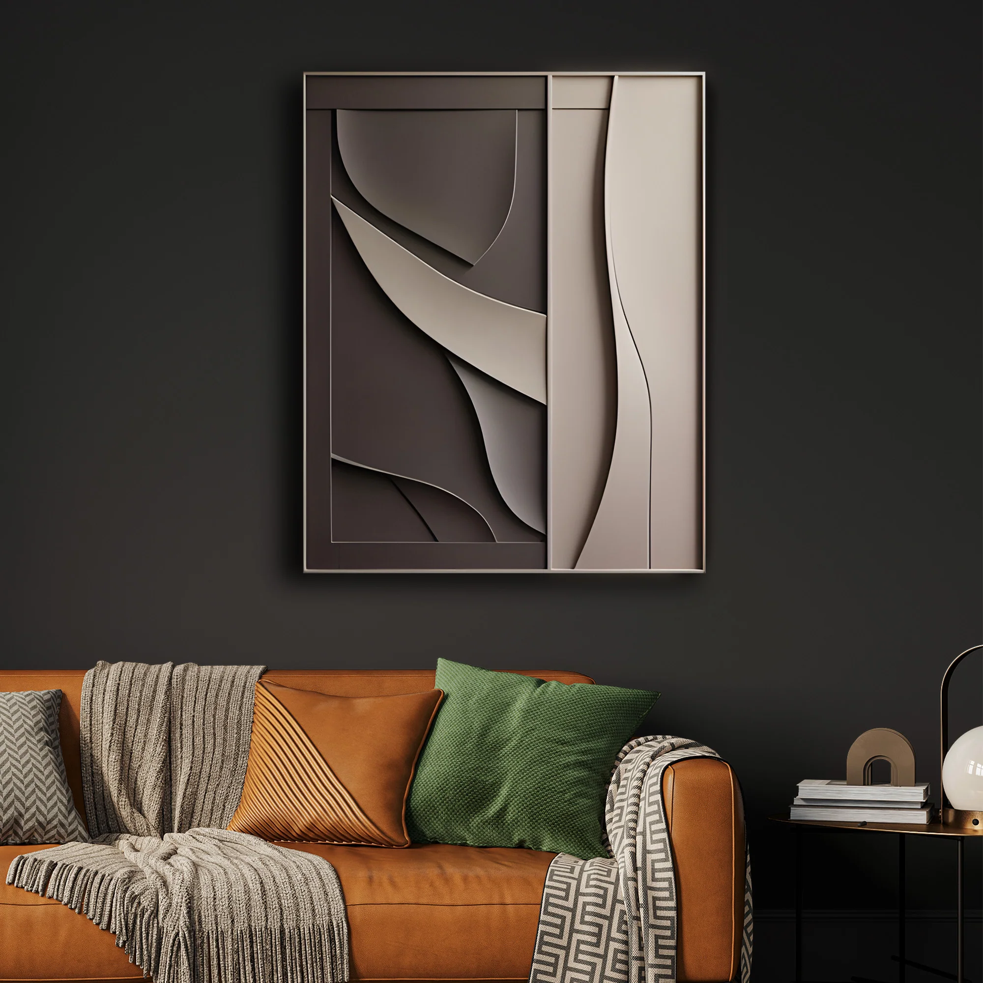 Sculptural Wall Decor with Geometric and Organic Elements