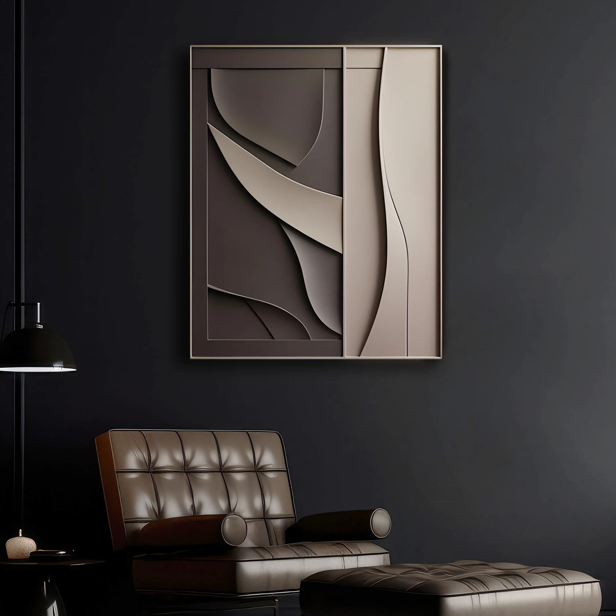 Sculptural Wall Decor with Geometric and Organic Elements - Image 3