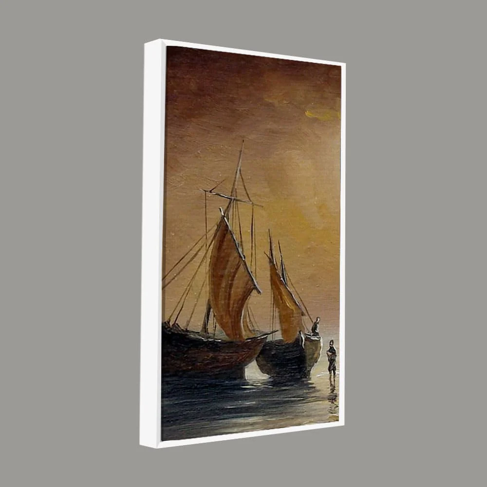 Sea Ships with Fishermen Canvas Wall Painting - Image 5