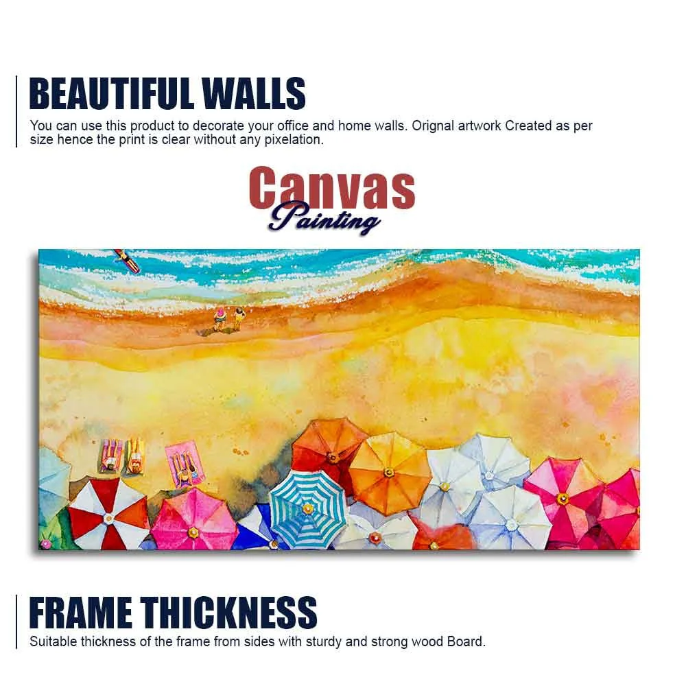 Seascape Top View Premium Canvas Watercolor Wall Painting - Image 6